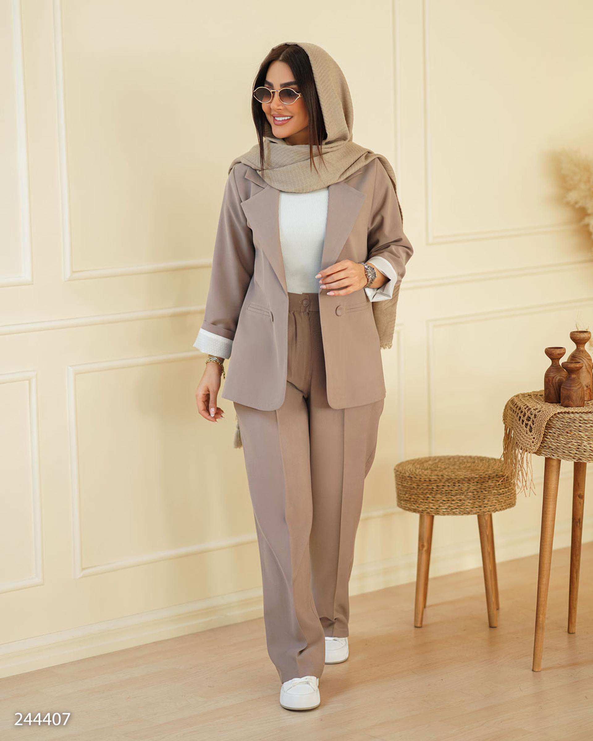 ست کت و شلوار زنانه شکلاتی مدل سینداد السانا Elsana کد 2444