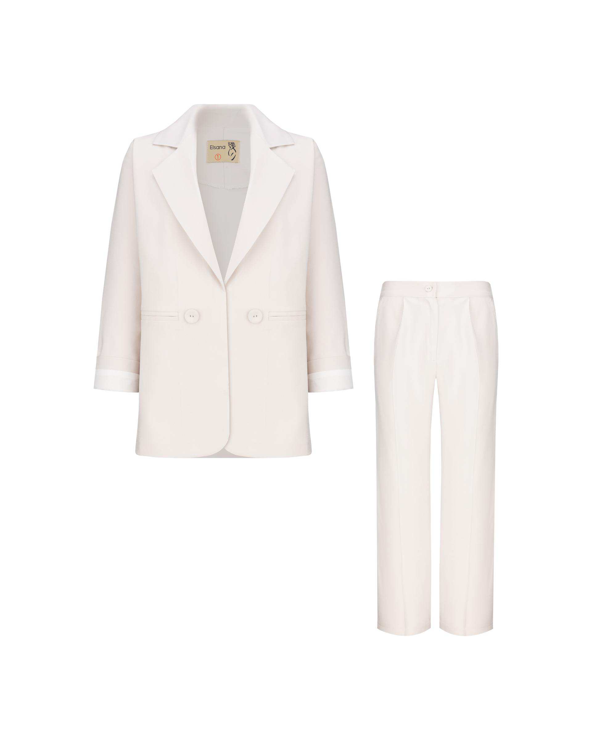 ست کت و شلوار زنانه استخوانی مدل سینداد السانا Elsana کد 2444