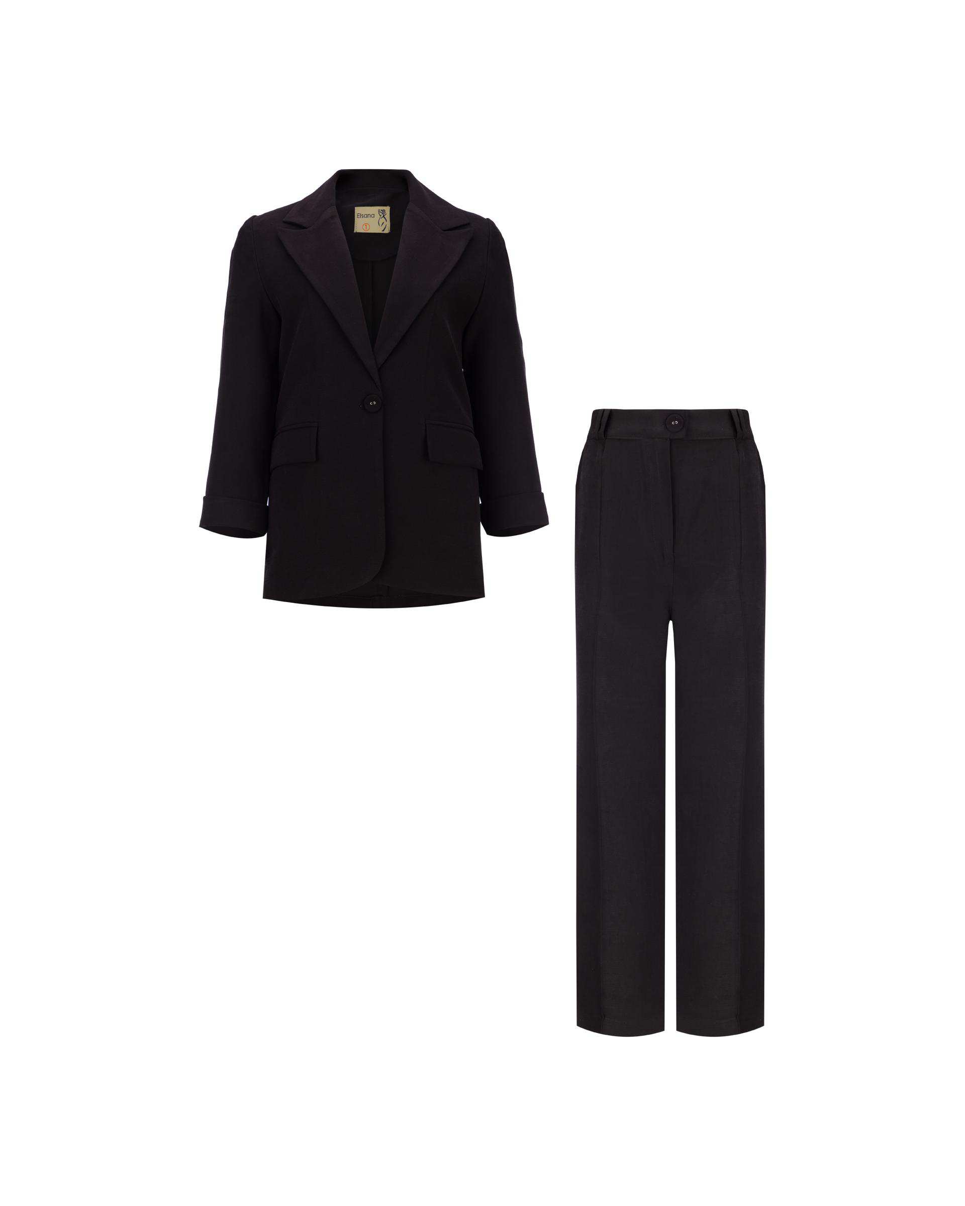ست کت و شلوار زنانه مشکی مدل دریانا السانا Elsana کد 2446
