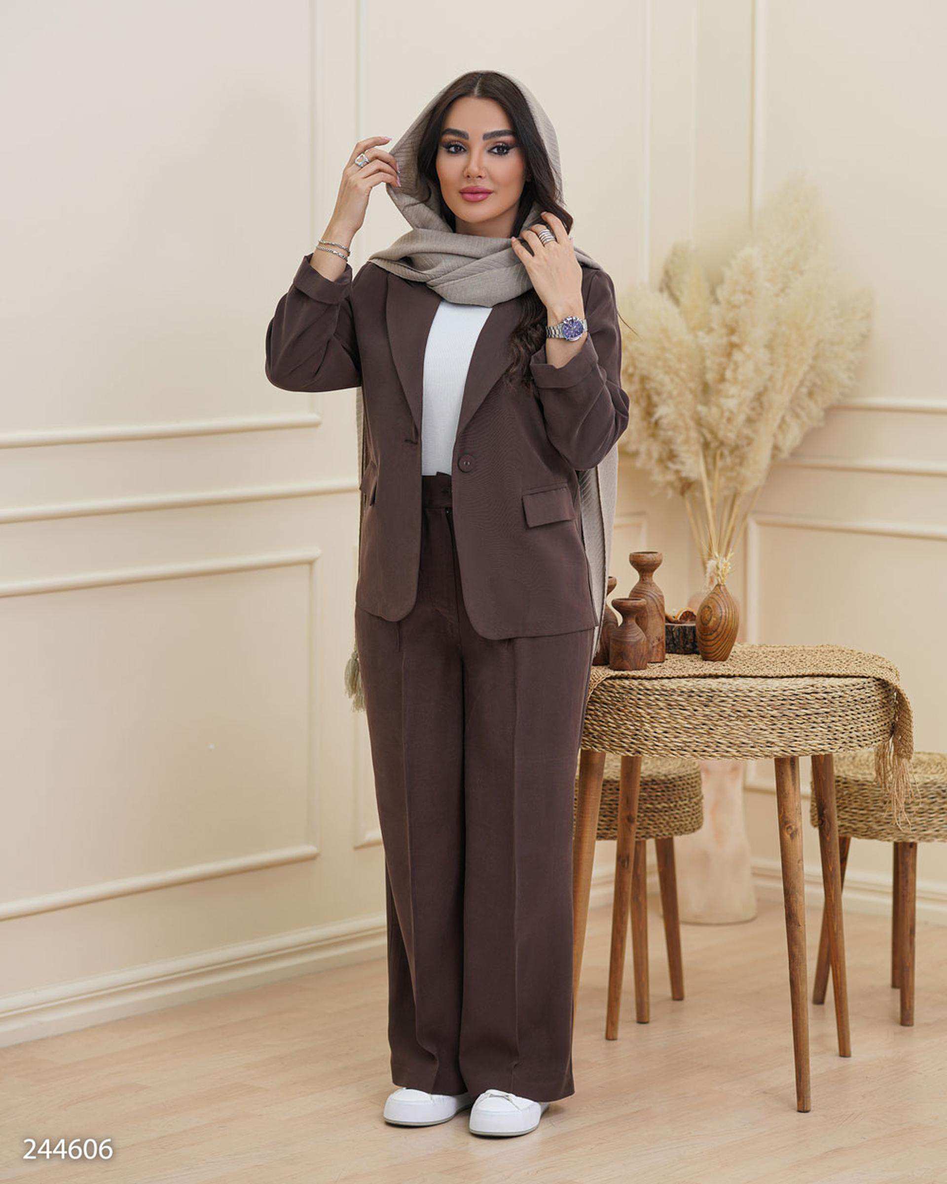 ست کت و شلوار زنانه قهوه ای مدل دریانا السانا Elsana کد 2446