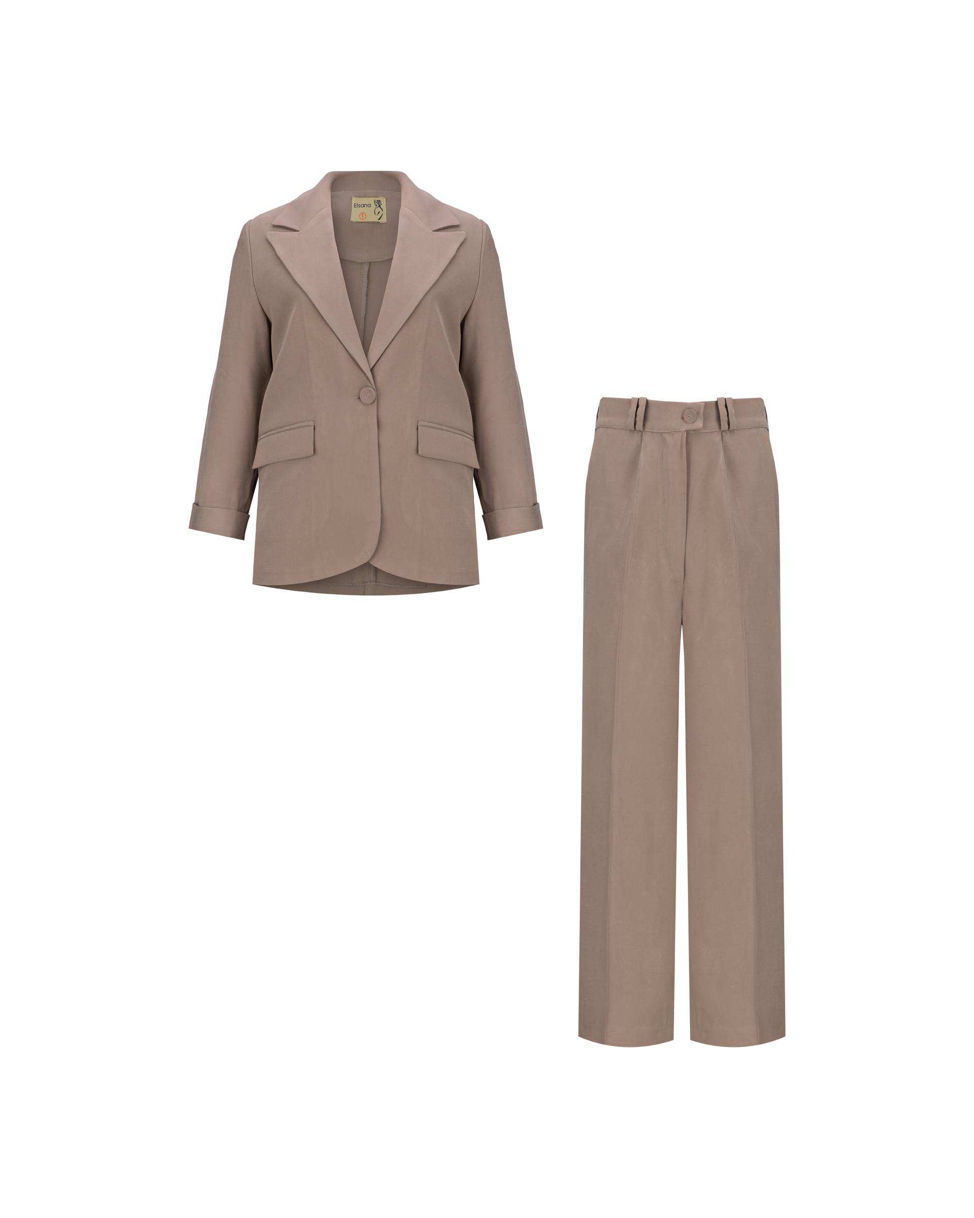 ست کت و شلوار زنانه شکلاتی مدل دریانا السانا Elsana کد 2446