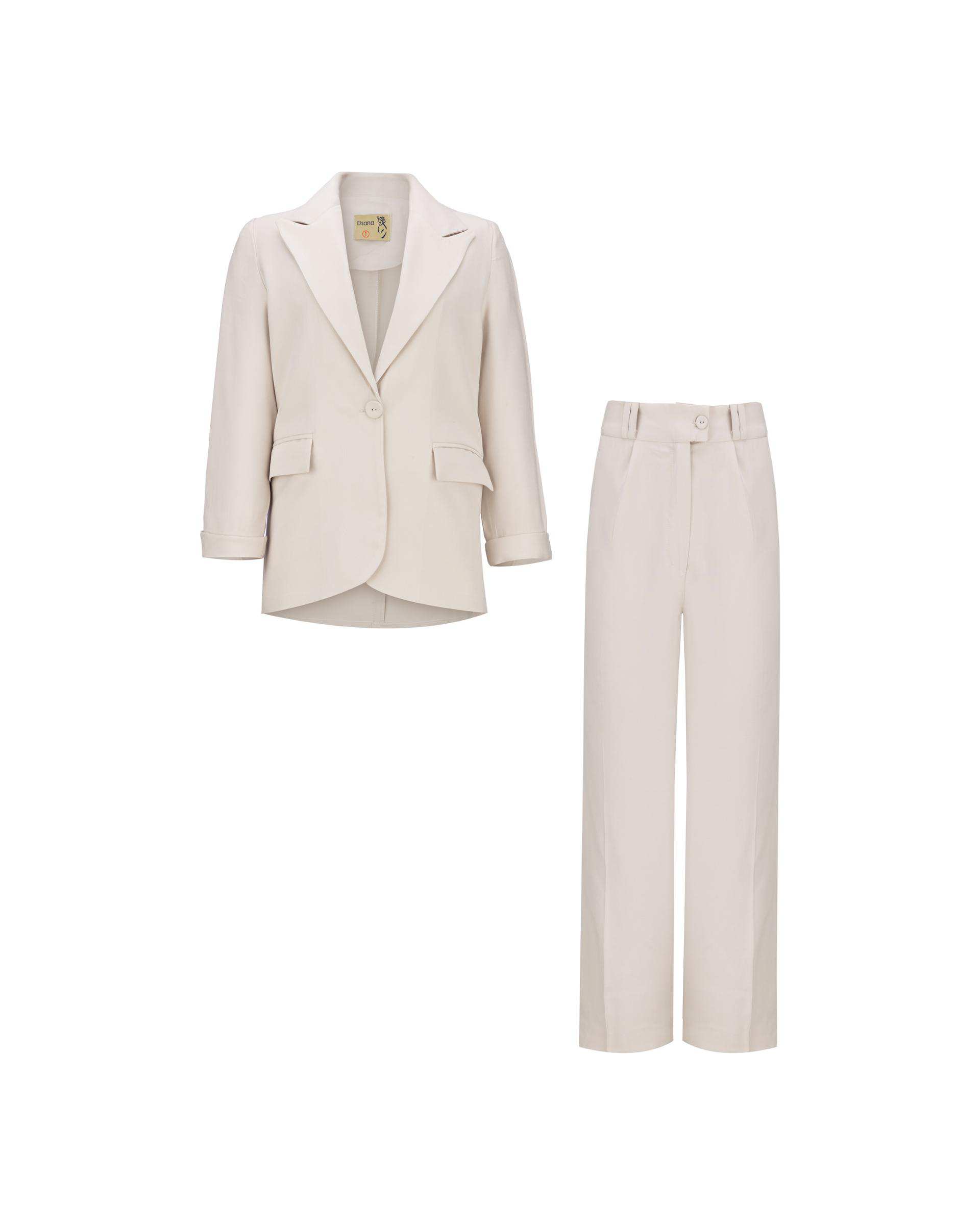 ست کت و شلوار زنانه استخوانی مدل دریانا السانا Elsana کد 2446