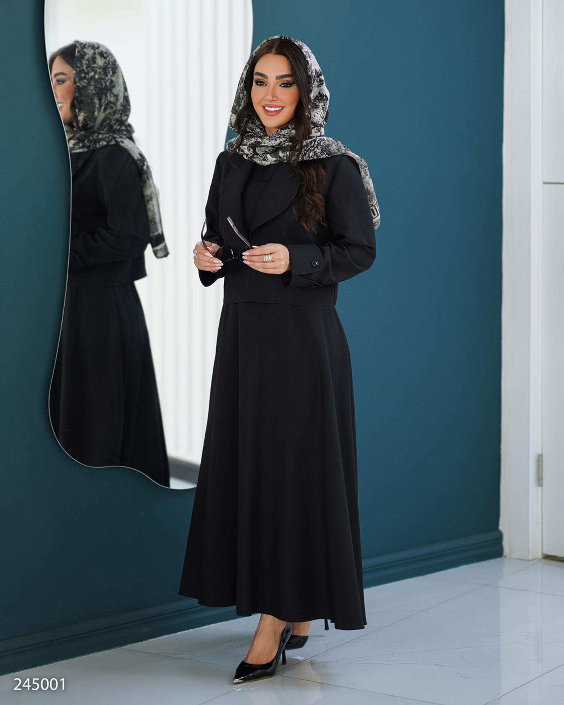 ست کت و سارافون زنانه مشکی مدل ماهیار السانا Elsana کد 2450