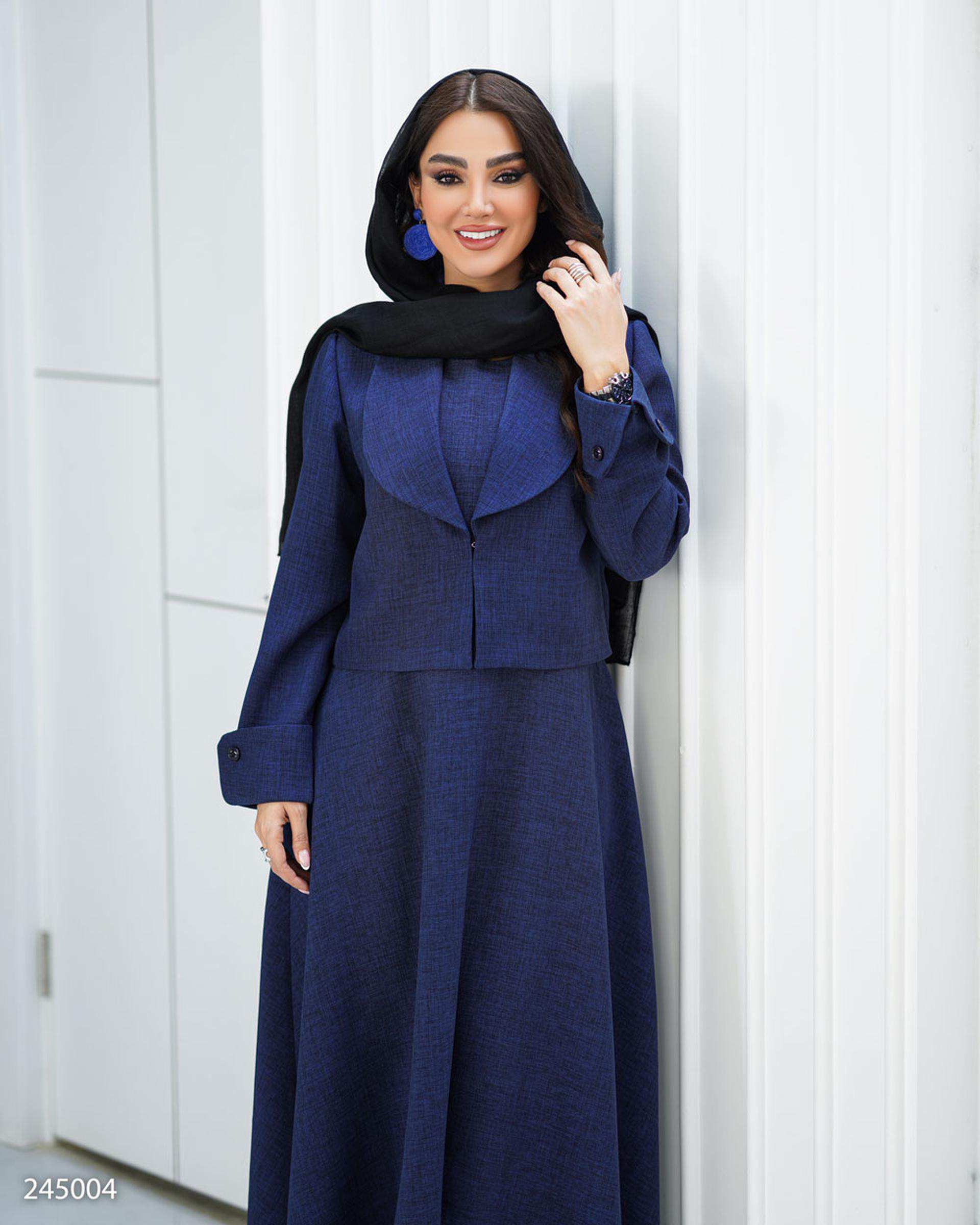 ست کت و سارافون زنانه سرمه ای مدل ماهیار السانا Elsana کد 2450