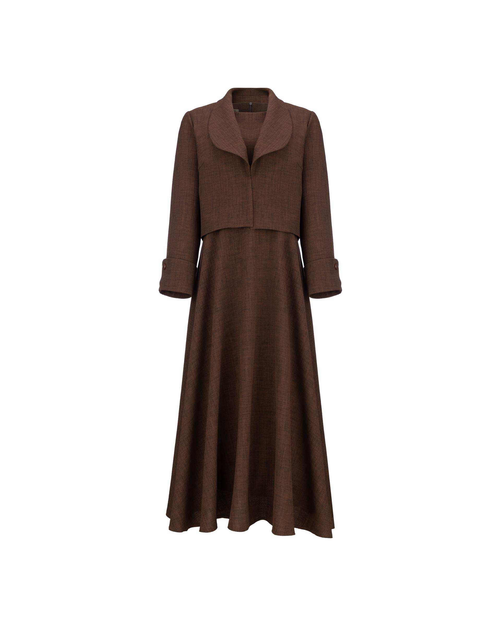 ست کت و سارافون زنانه قهوه ای مدل ماهیار السانا Elsana کد 2450