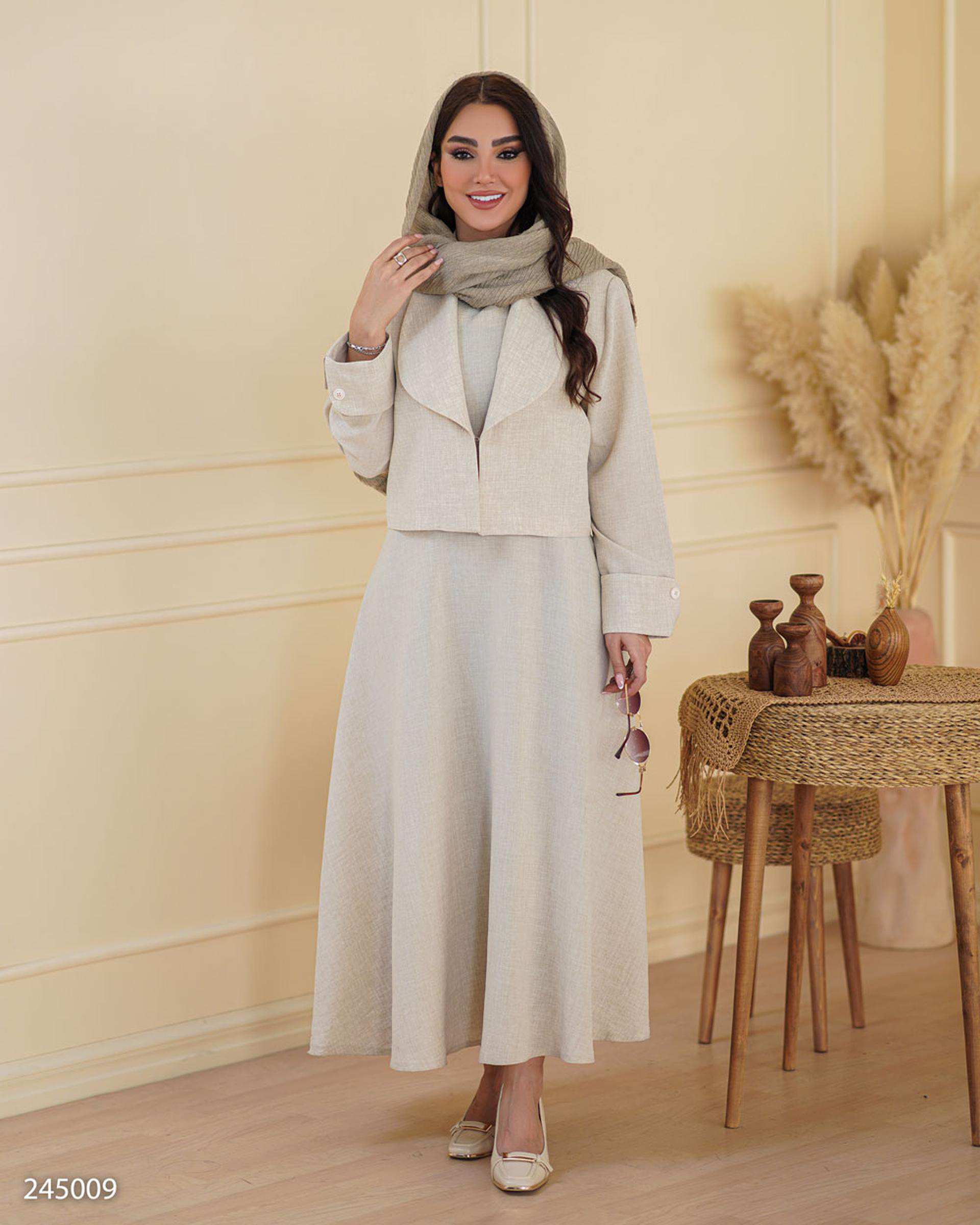 ست کت و سارافون زنانه شیری مدل ماهیار السانا Elsana کد 2450