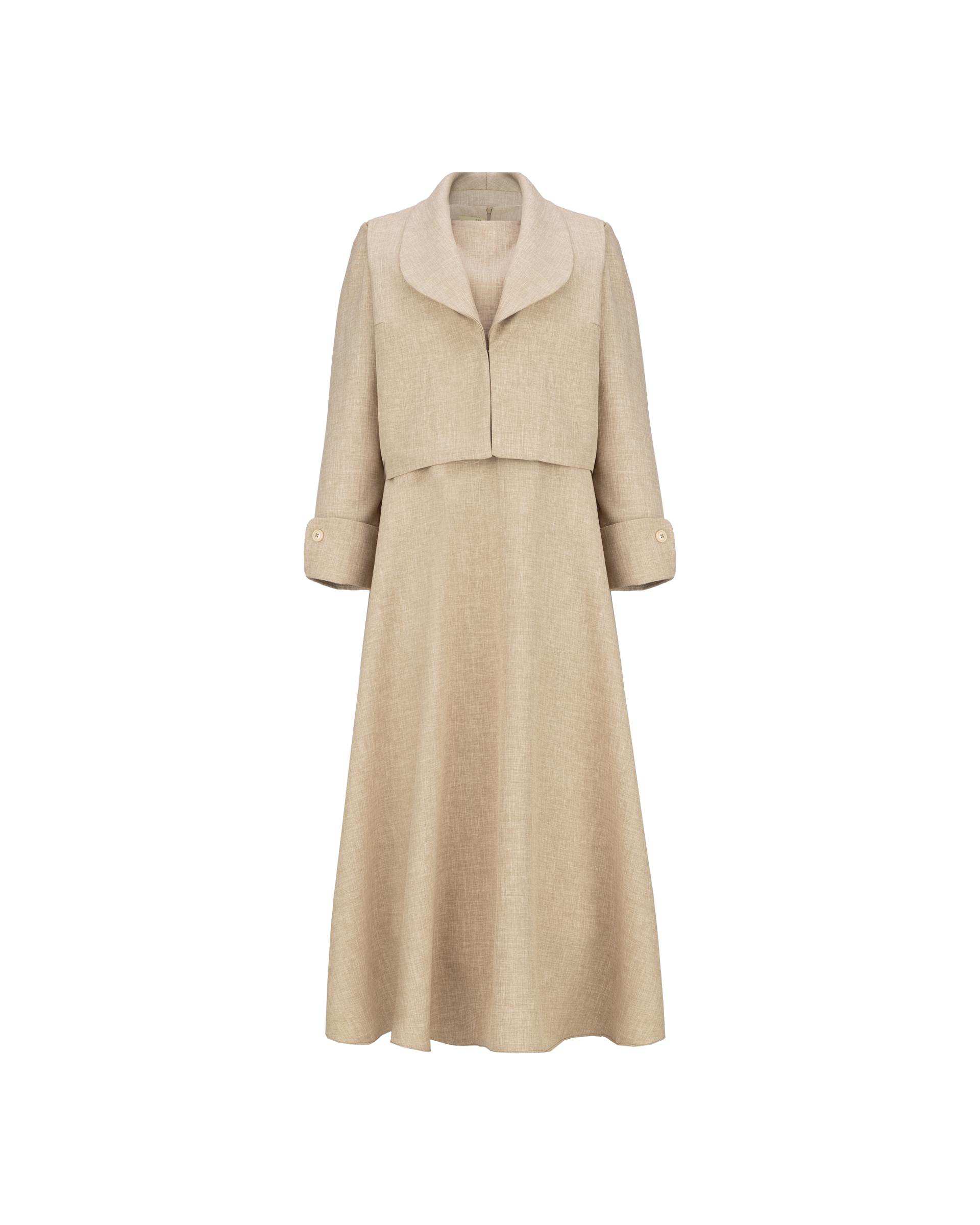 ست کت و سارافون زنانه نسکافه ای مدل ماهیار السانا Elsana کد 2450