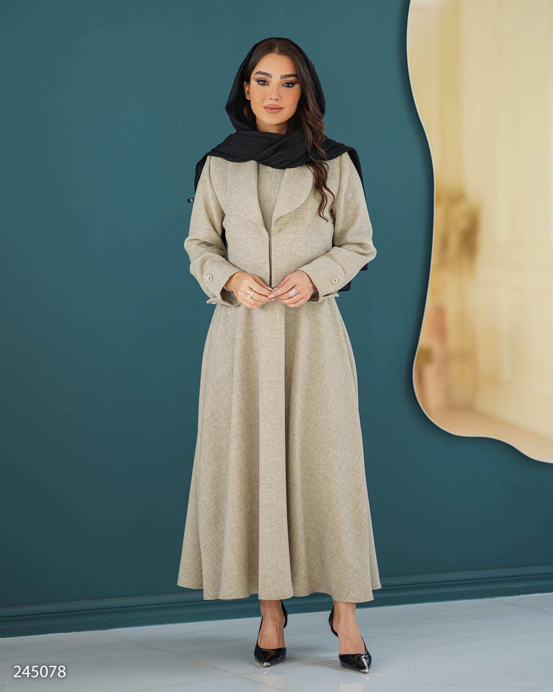 ست کت و سارافون زنانه خاکی مدل ماهیار السانا Elsana کد 2450