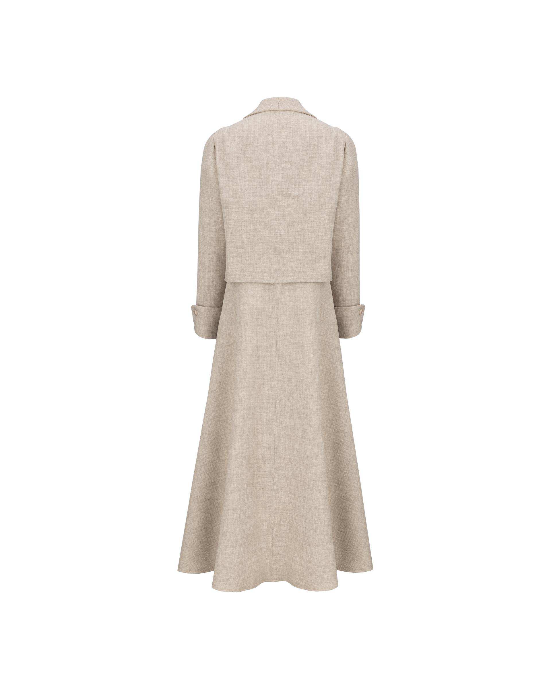 ست کت و سارافون زنانه خاکی مدل ماهیار السانا Elsana کد 2450