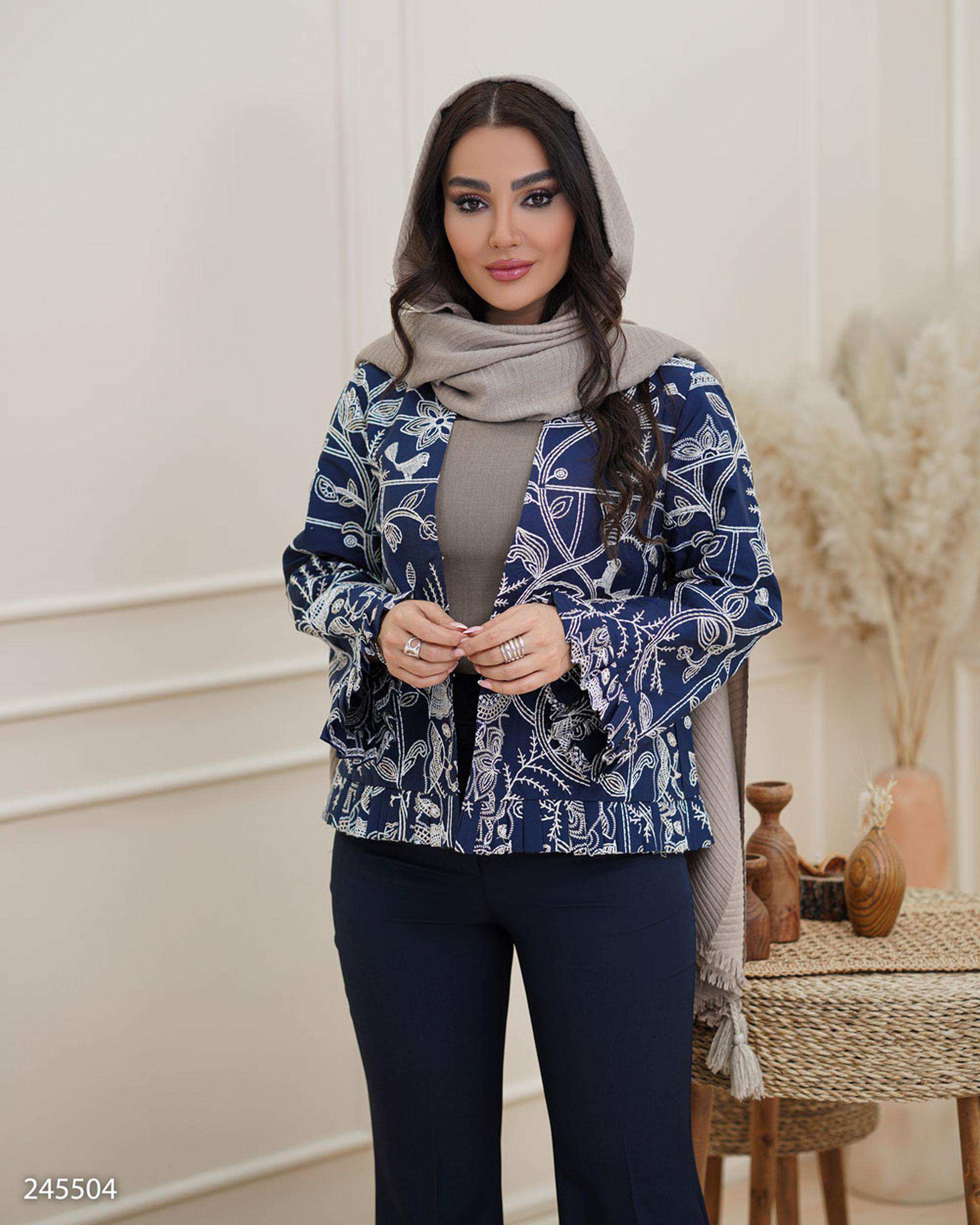 کت زنانه سرمه ای مدل یارنوش السانا Elsana کد 2455