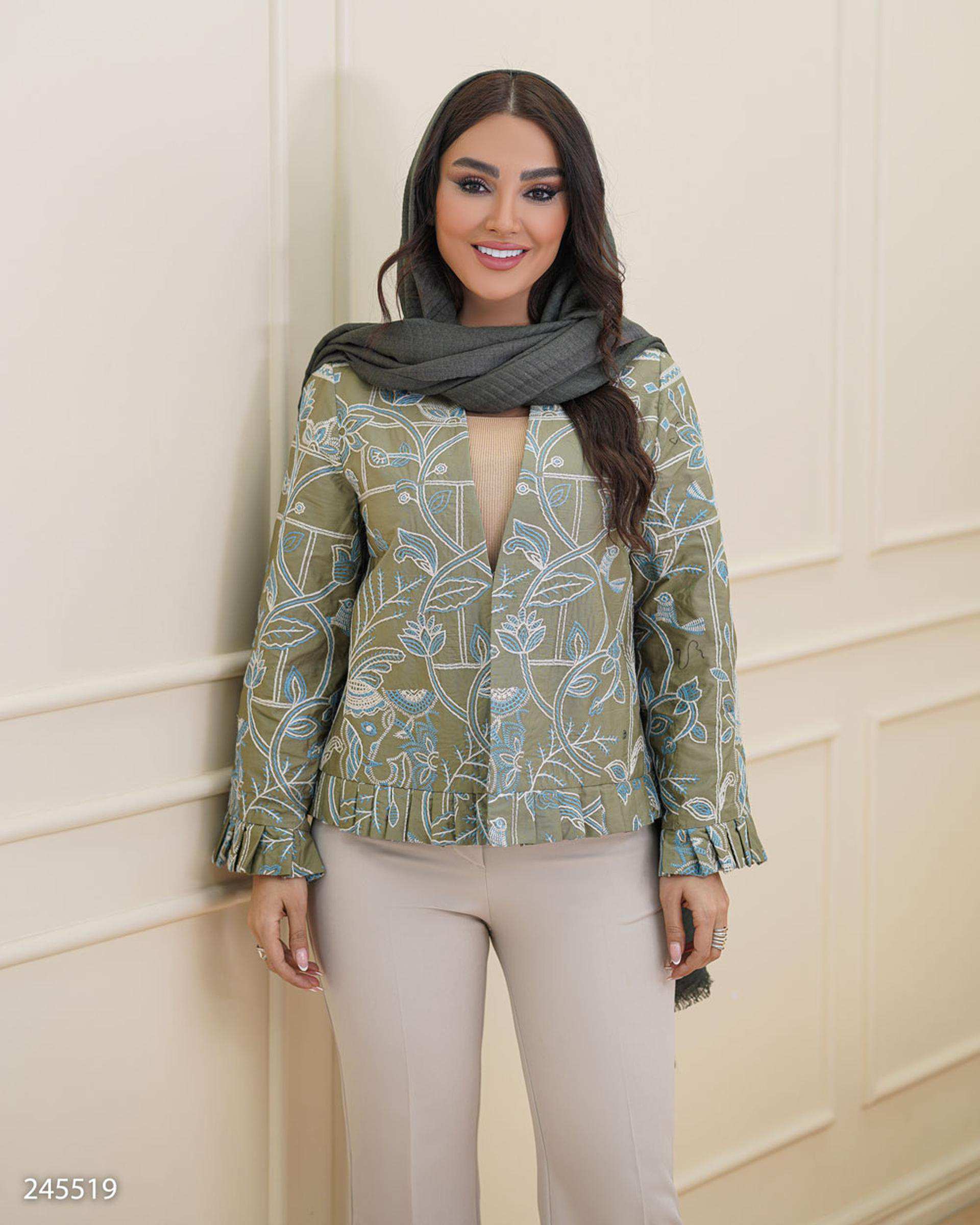 کت زنانه سبز سدری مدل یارنوش السانا Elsana کد 2455