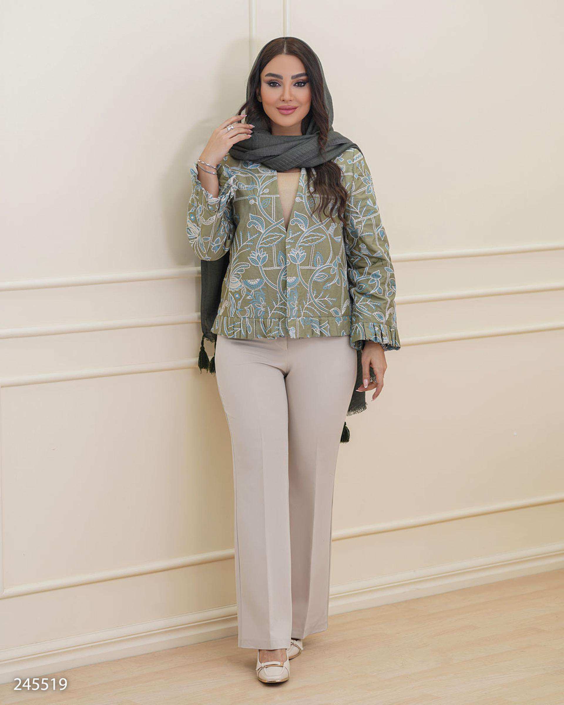 کت زنانه سبز سدری مدل یارنوش السانا Elsana کد 2455