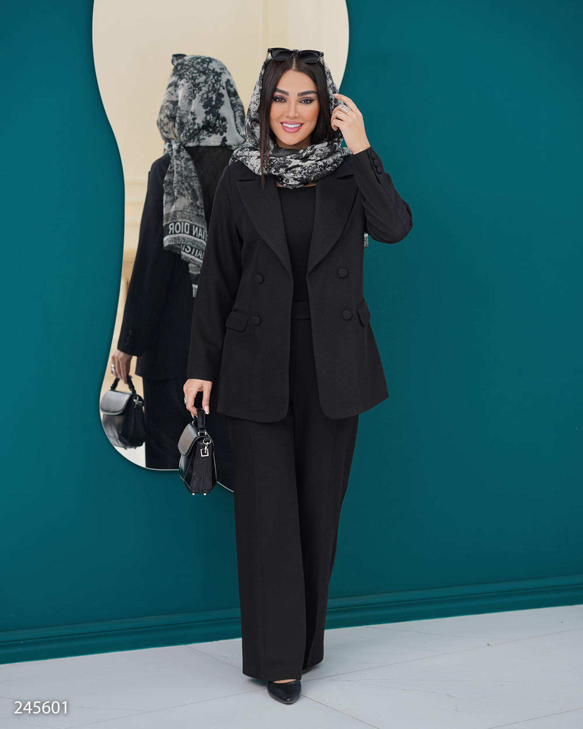 ست کت و شلوار زنانه مشکی مدل نیلسان السانا Elsana کد 2456