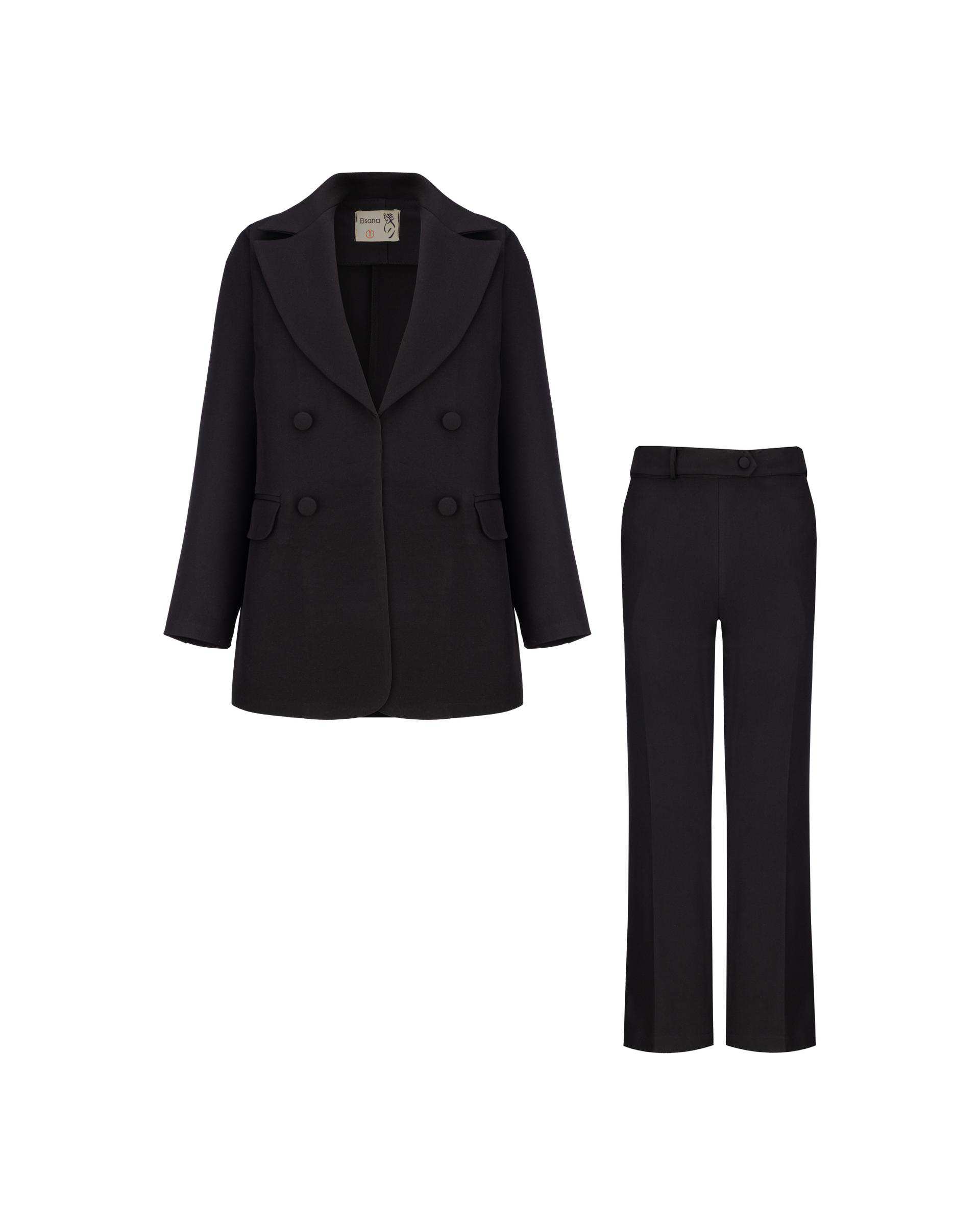 ست کت و شلوار زنانه مشکی مدل نیلسان السانا Elsana کد 2456