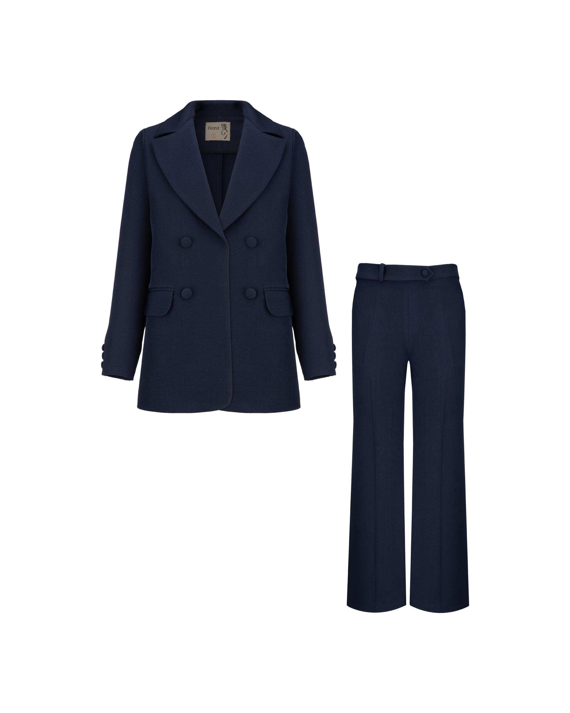ست کت و شلوار زنانه سرمه ای مدل نیلسان السانا Elsana کد 2456