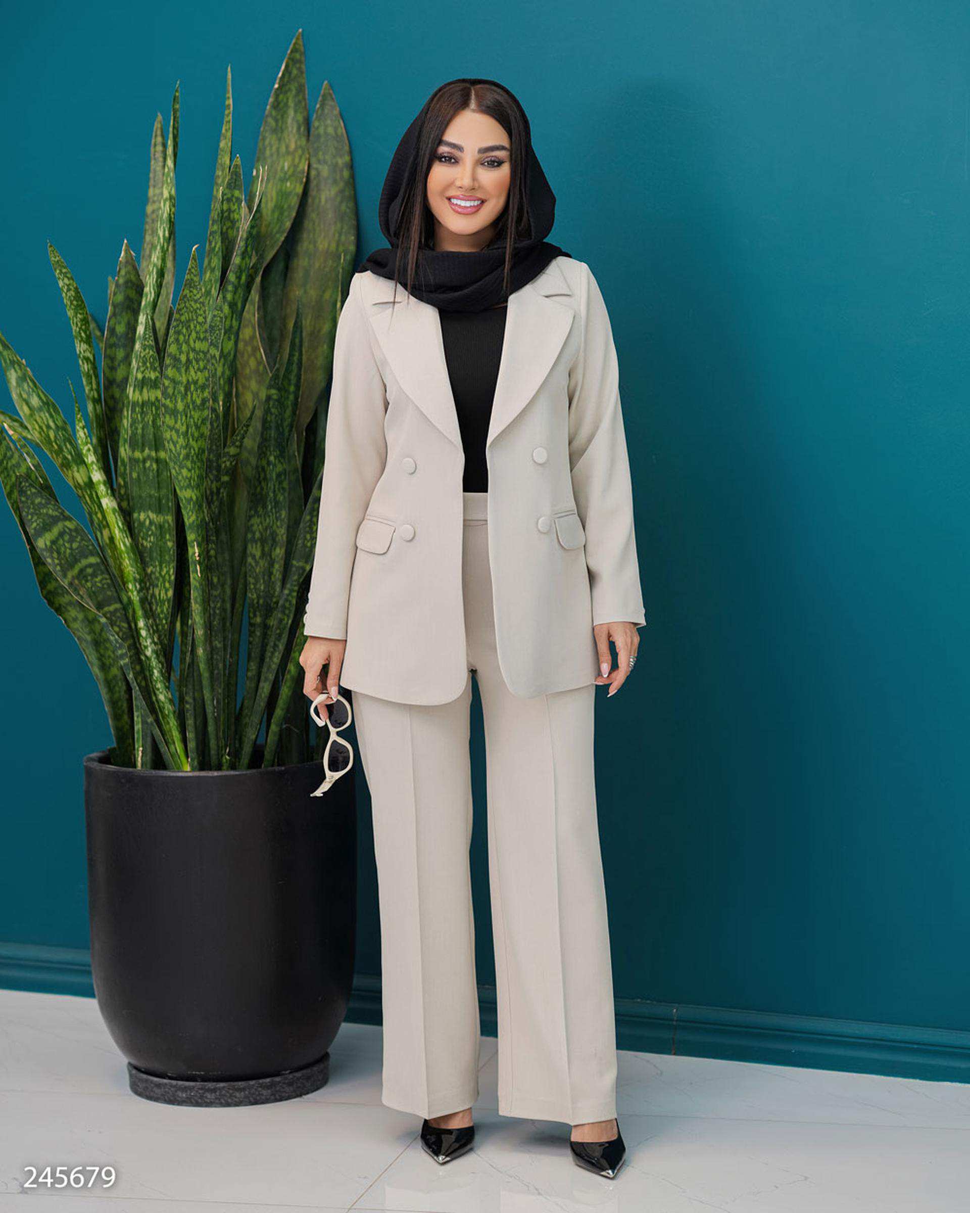 ست کت و شلوار زنانه استخوانی مدل نیلسان السانا Elsana کد 2456