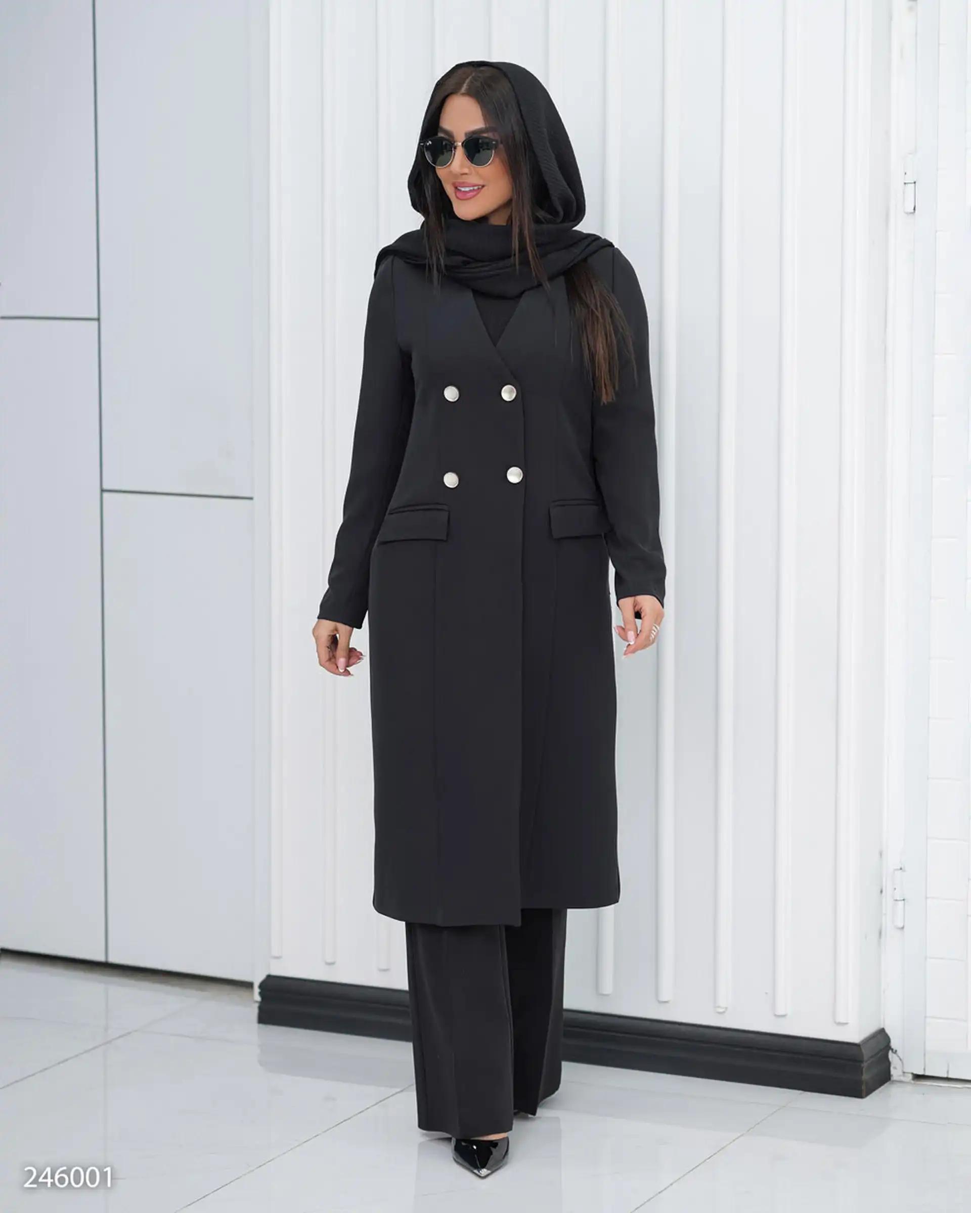 مانتو بلند زنانه مشکی مدل نعیمه السانا Elsana کد 2460