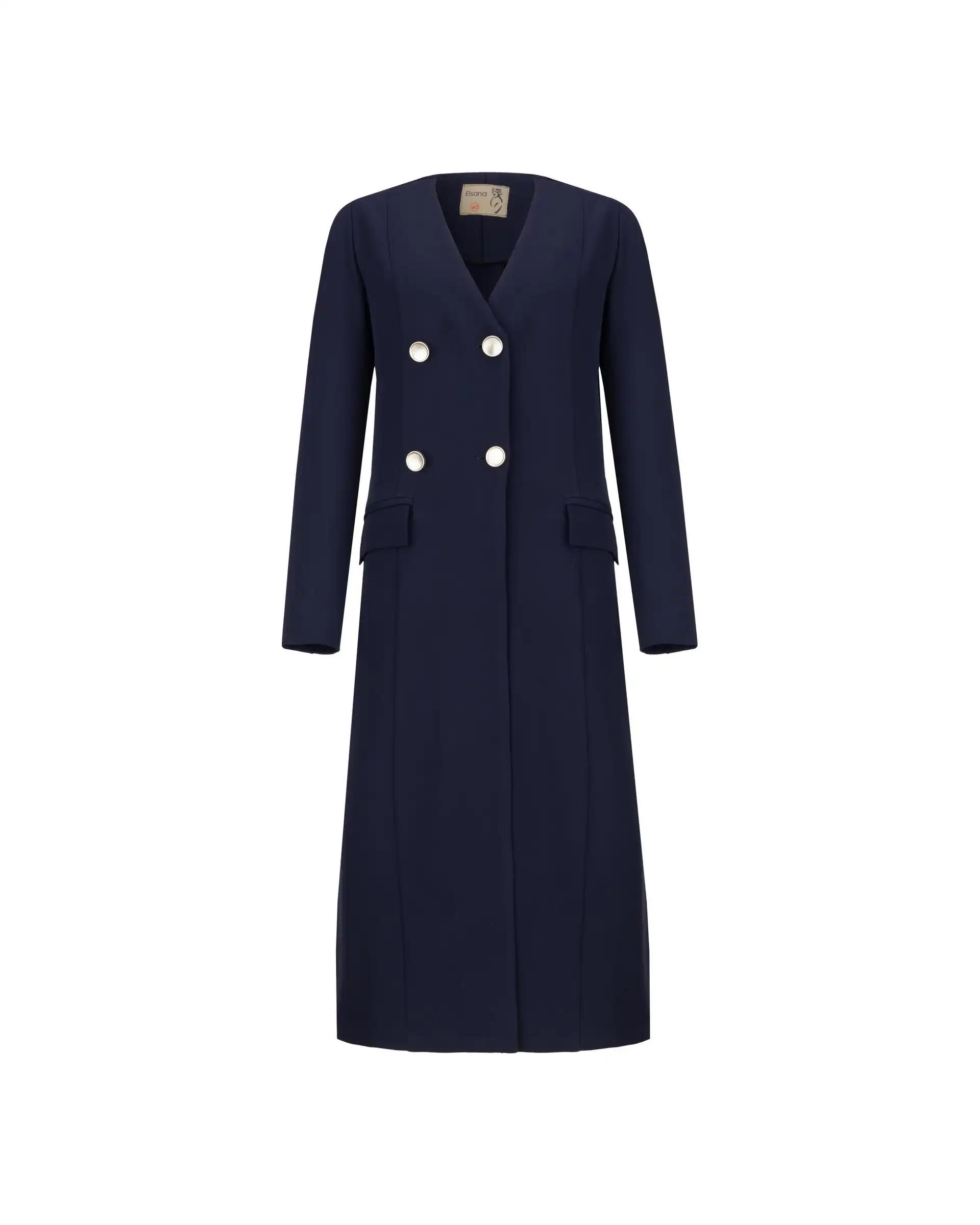 مانتو بلند زنانه سرمه ای مدل نعیمه السانا Elsana کد 2460