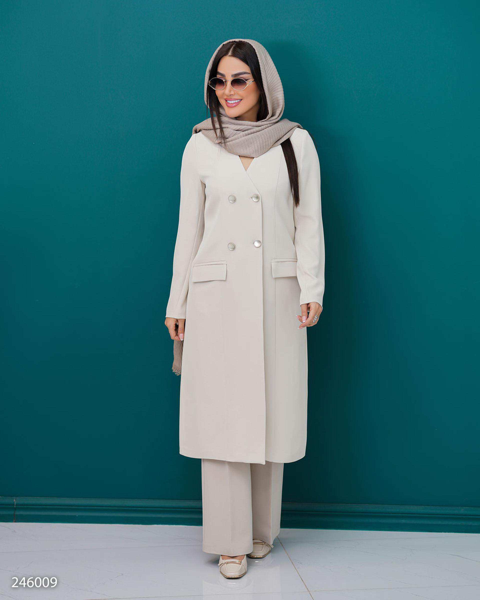 مانتو بلند زنانه شیری مدل نعیمه السانا Elsana کد 2460