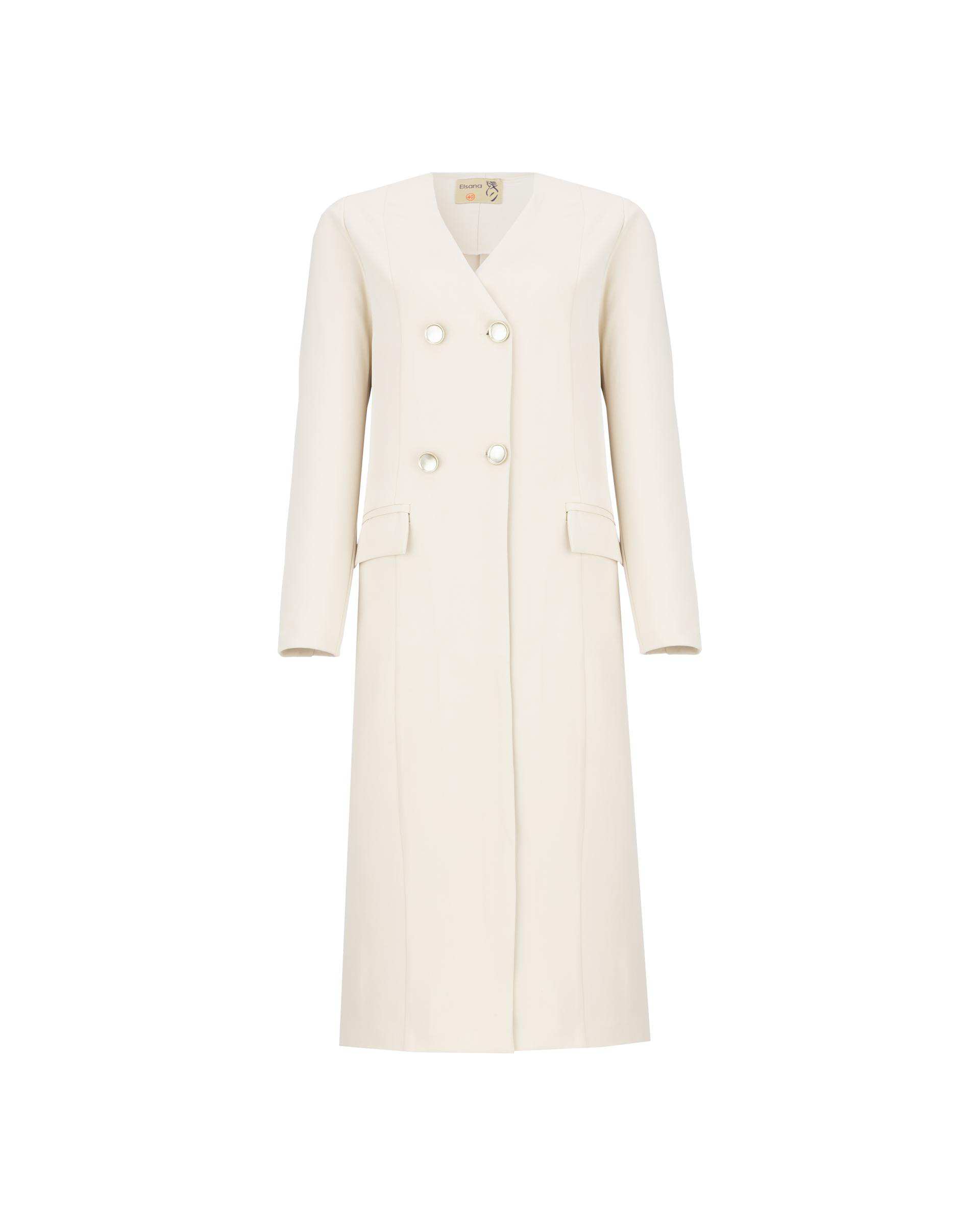 مانتو بلند زنانه شیری مدل نعیمه السانا Elsana کد 2460