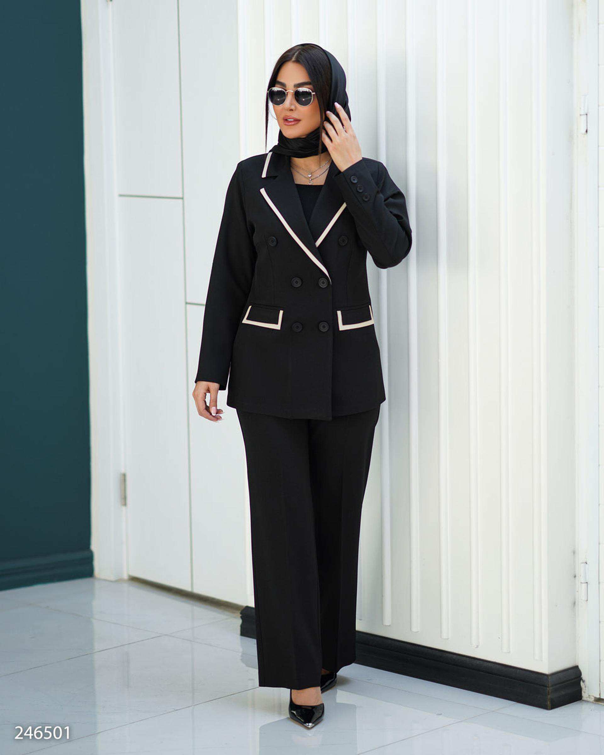 ست کت و شلوار زنانه مشکی مدل ماهگل السانا Elsana کد 2465