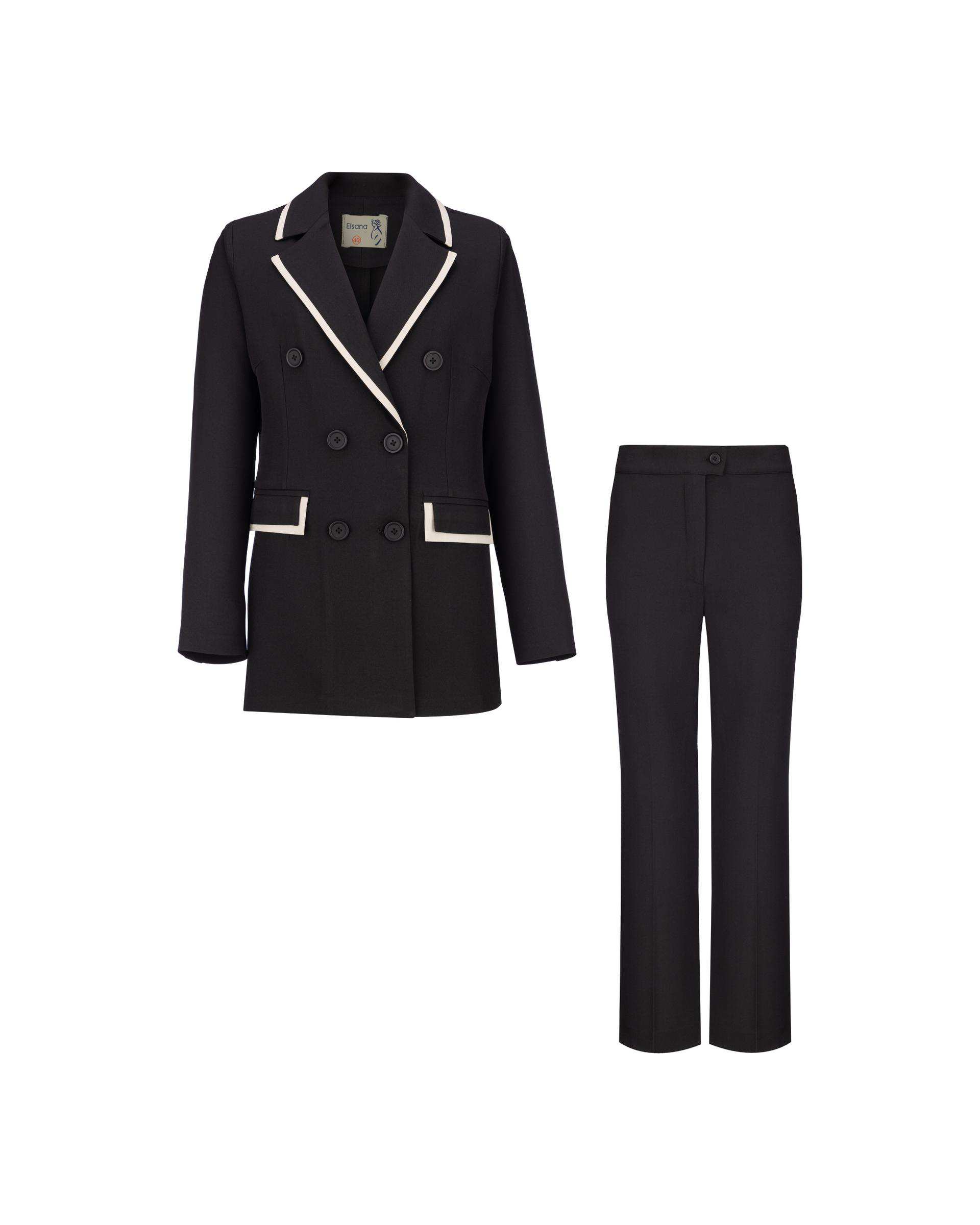 ست کت و شلوار زنانه مشکی مدل ماهگل السانا Elsana کد 2465