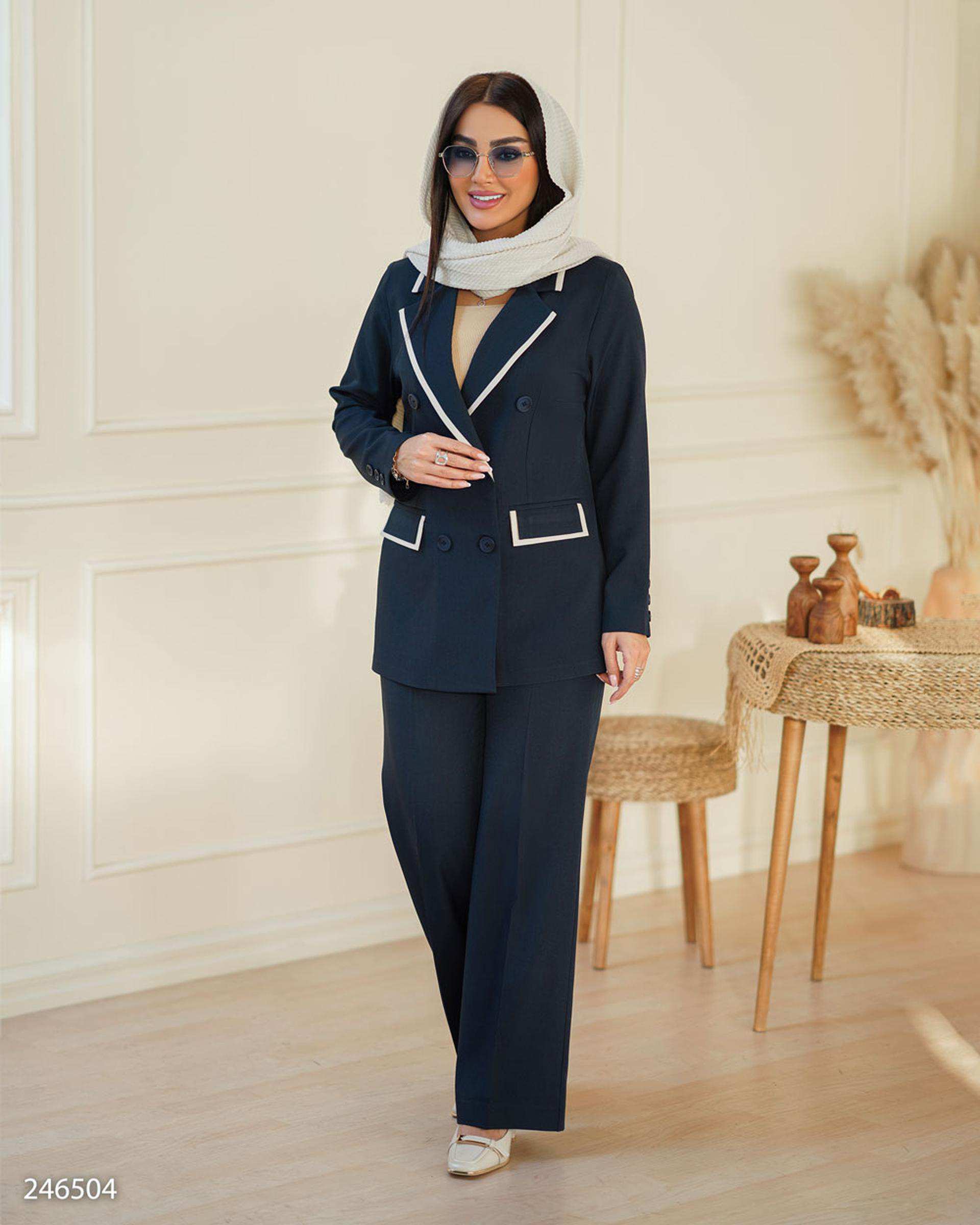 ست کت و شلوار زنانه سرمه ای مدل ماهگل السانا Elsana کد 2465