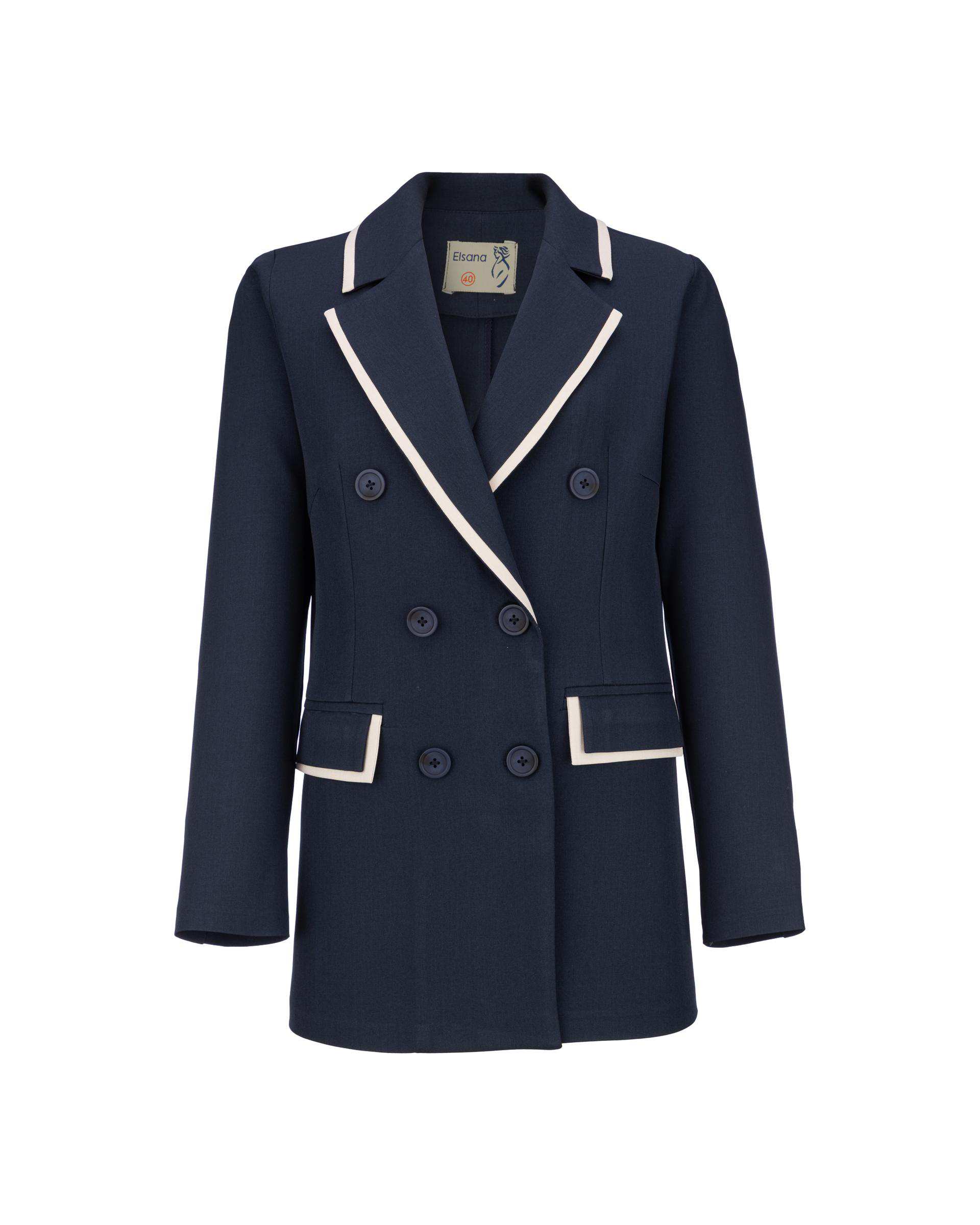 ست کت و شلوار زنانه سرمه ای مدل ماهگل السانا Elsana کد 2465