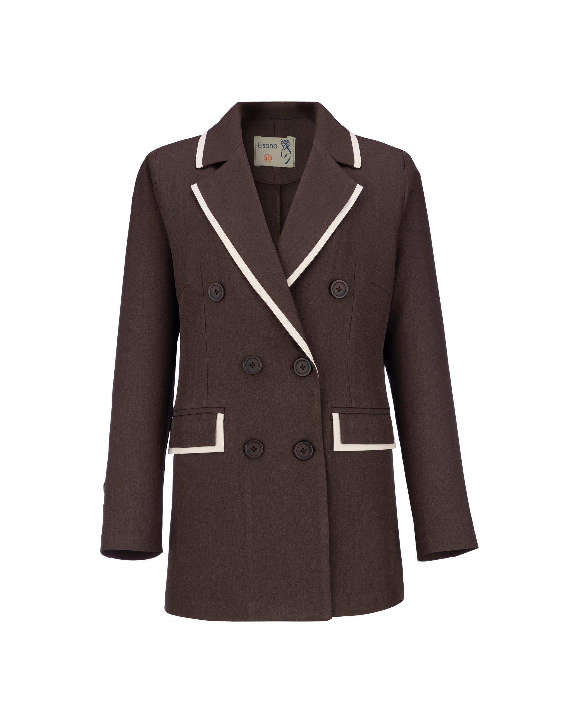 ست کت و شلوار زنانه قهوه ای مدل ماهگل السانا Elsana کد 2465