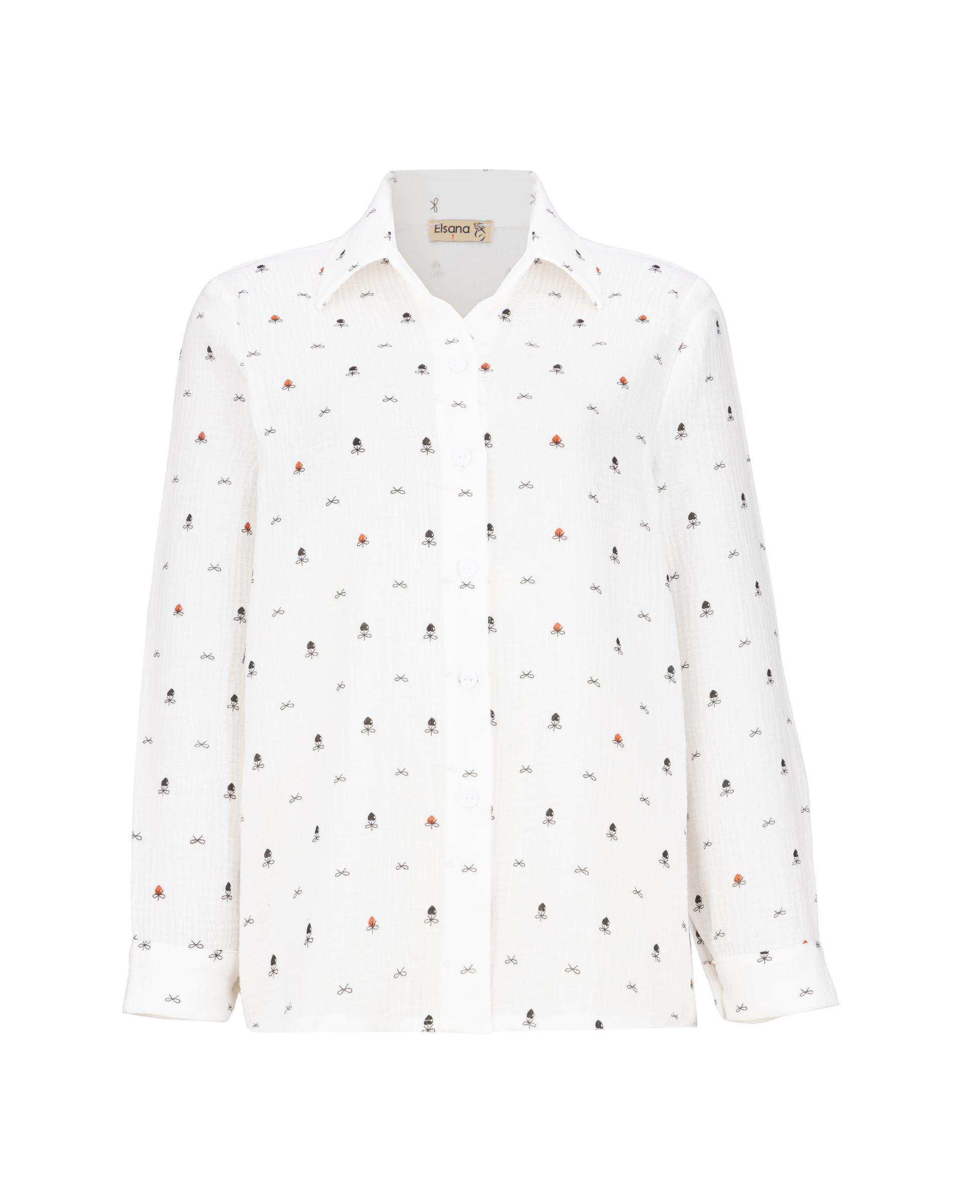 شومیز زنانه پاپیون سفید مدل پارسانا السانا Elsana کد 2433