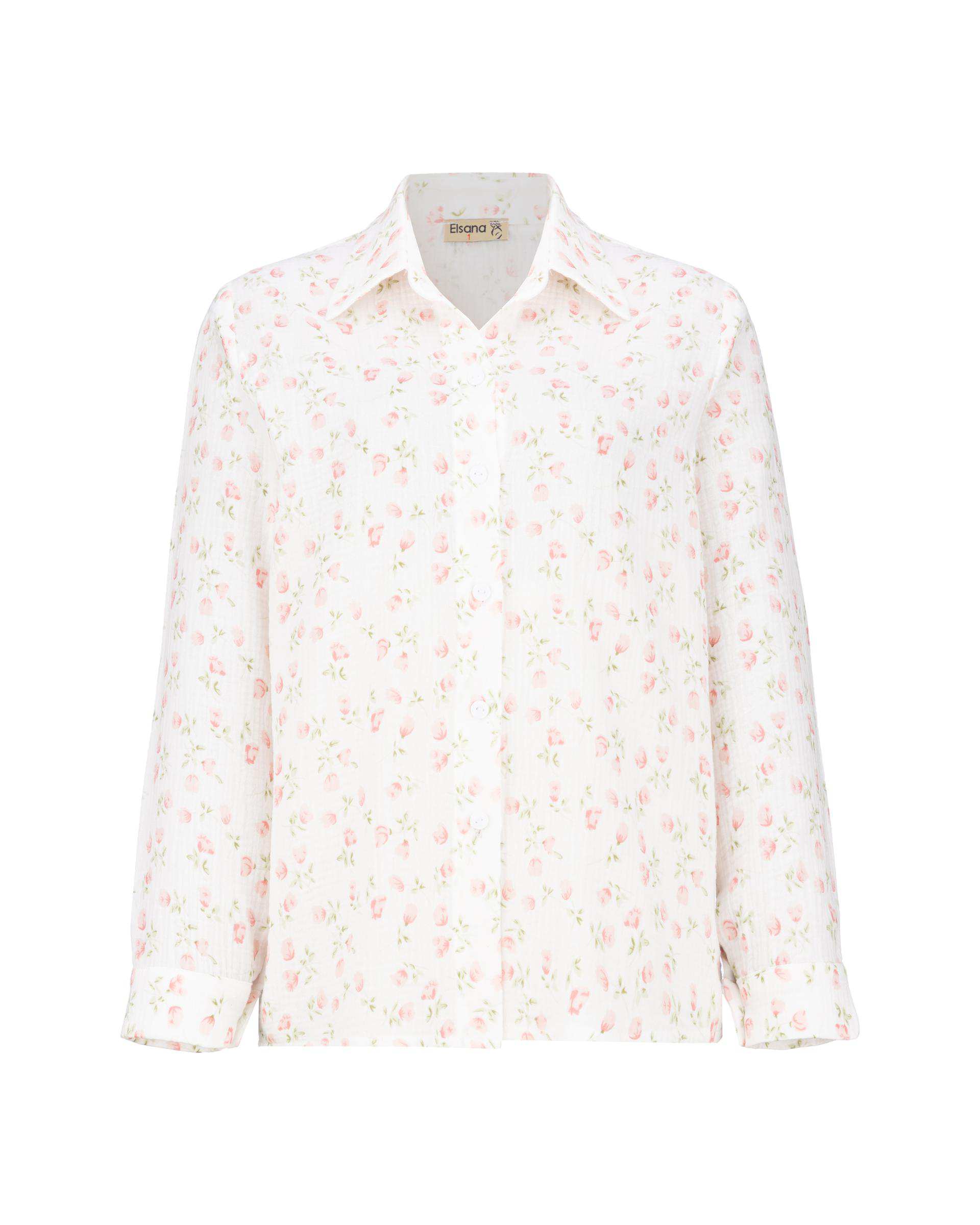 شومیز زنانه گل سفید مدل پارسانا السانا Elsana کد 2433