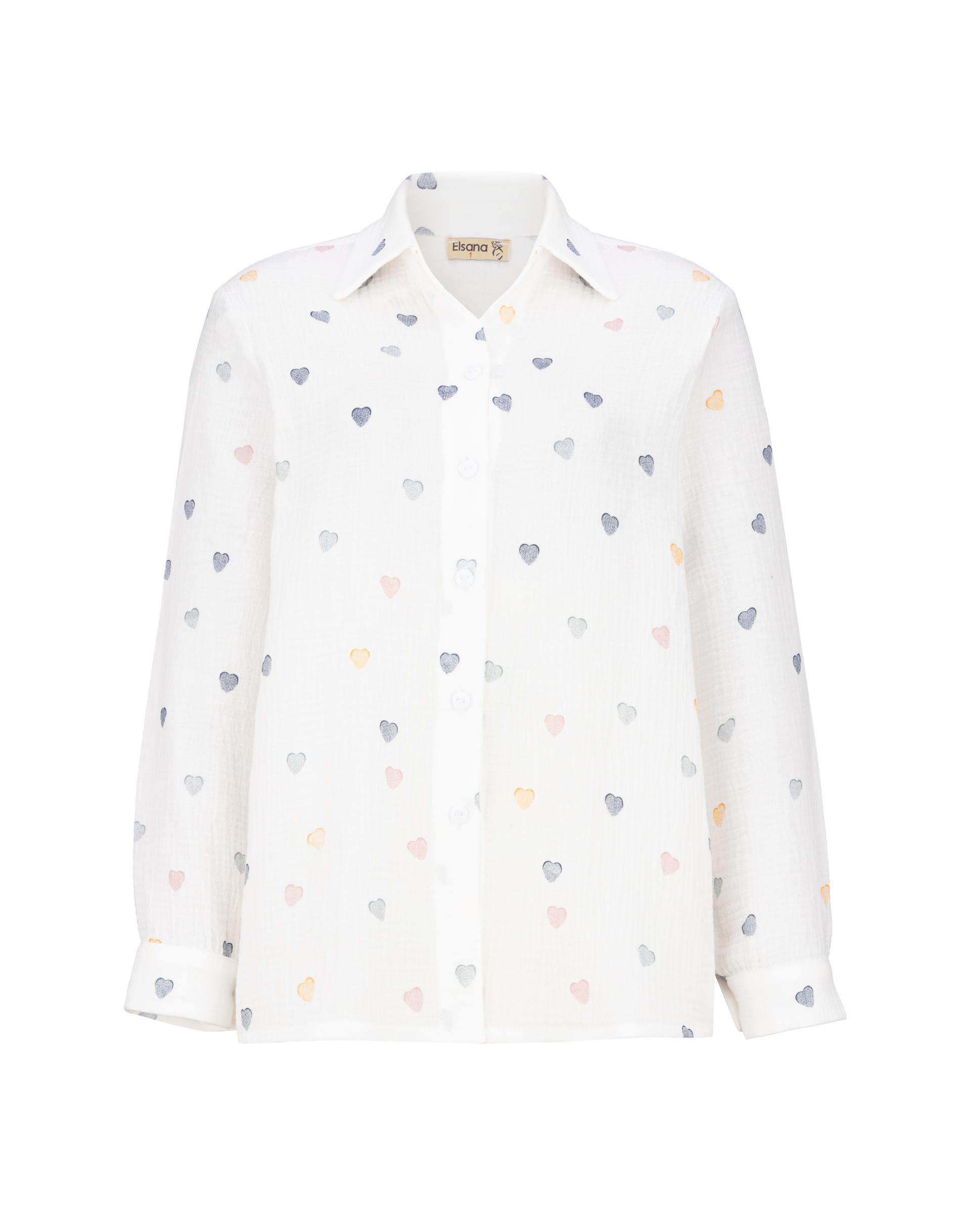 شومیز زنانه قلب ریز سفید مدل پارسانا السانا Elsana کد 2433