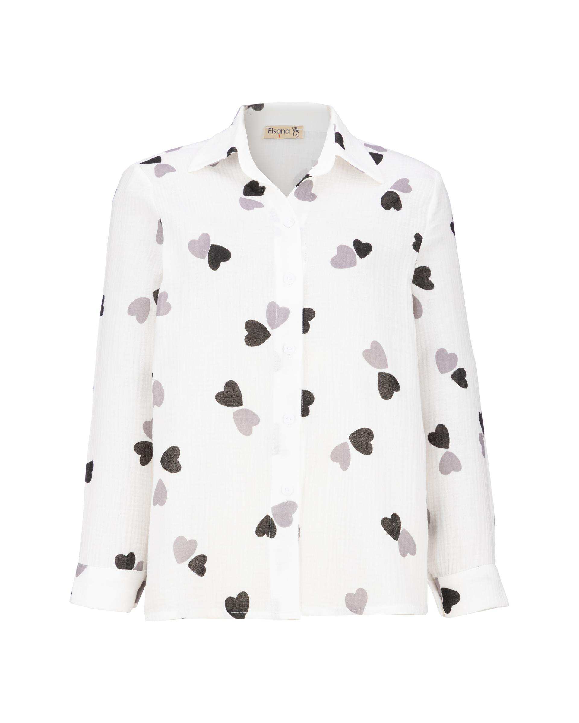 شومیز زنانه قلب درشت سفید مدل پارسانا السانا Elsana کد 2433