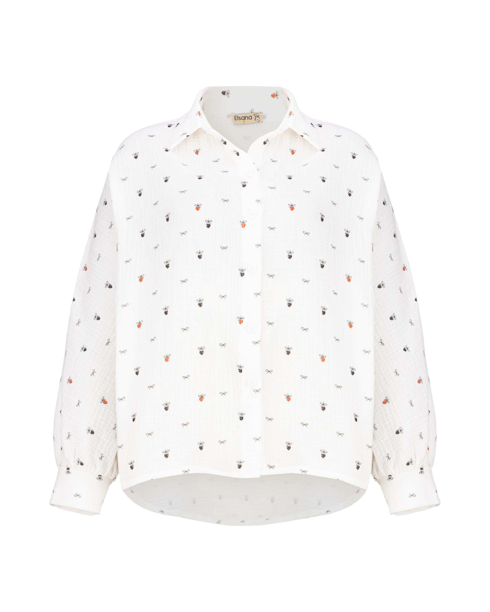 شومیز زنانه پاپیون سفید مدل فرزان السانا Elsana کد 2437