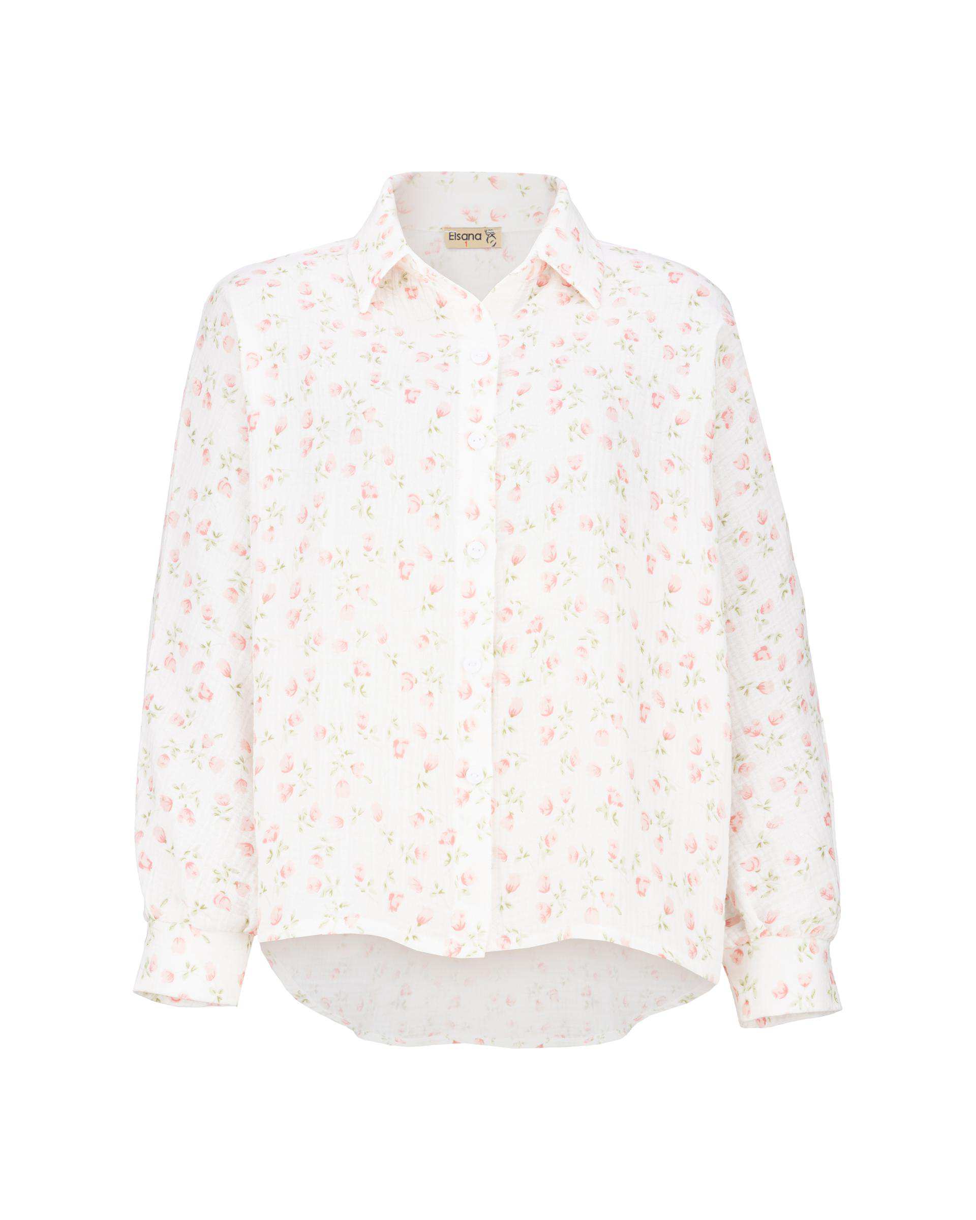 شومیز زنانه گل سفید مدل فرزان السانا Elsana کد 2437