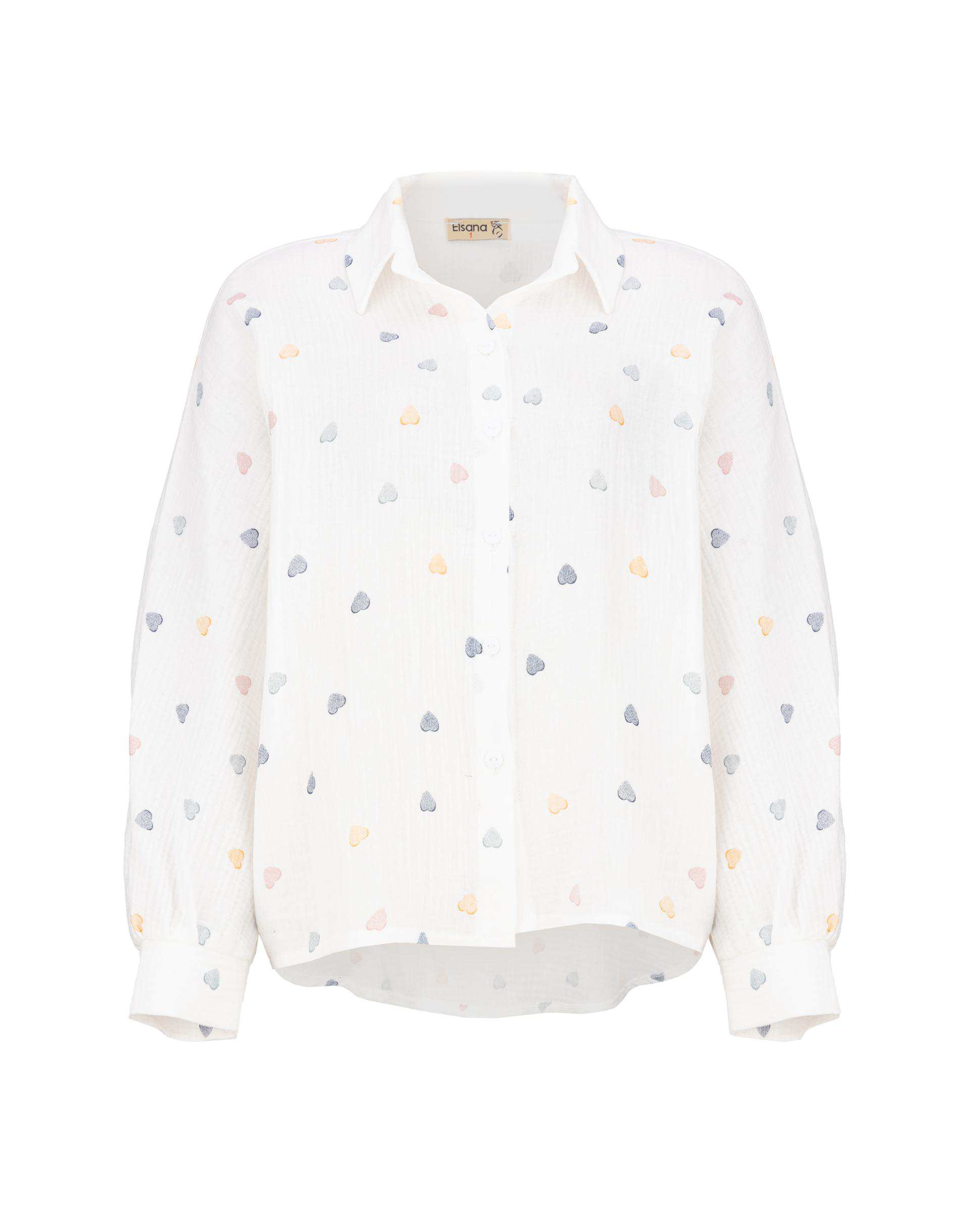 شومیز زنانه قلب ریز سفید مدل فرزان السانا Elsana کد 2437