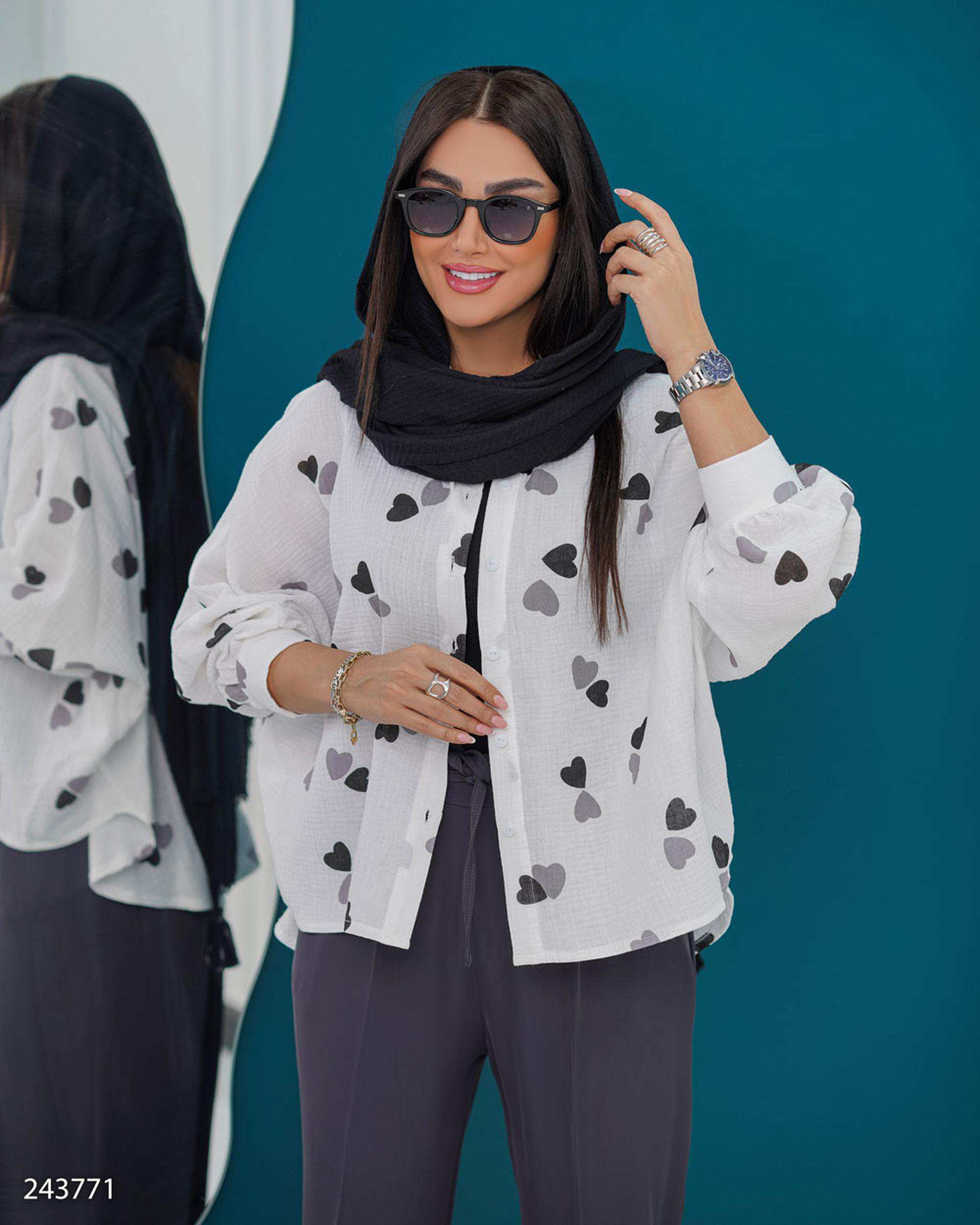 شومیز زنانه قلب درشت سفید مدل فرزان السانا Elsana کد 2437