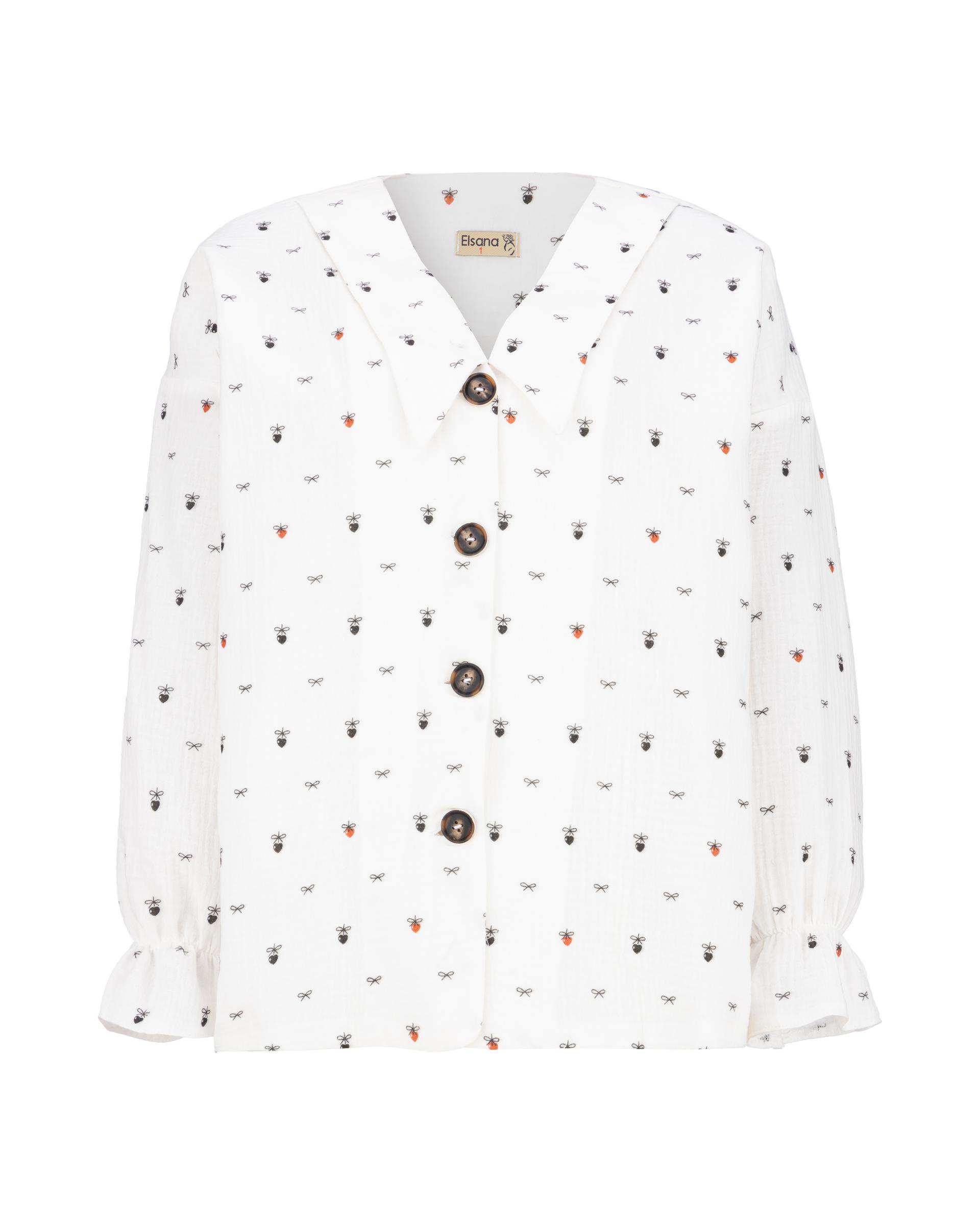 شومیز زنانه پاپیون سفید مدل نیکین السانا Elsana کد 2448