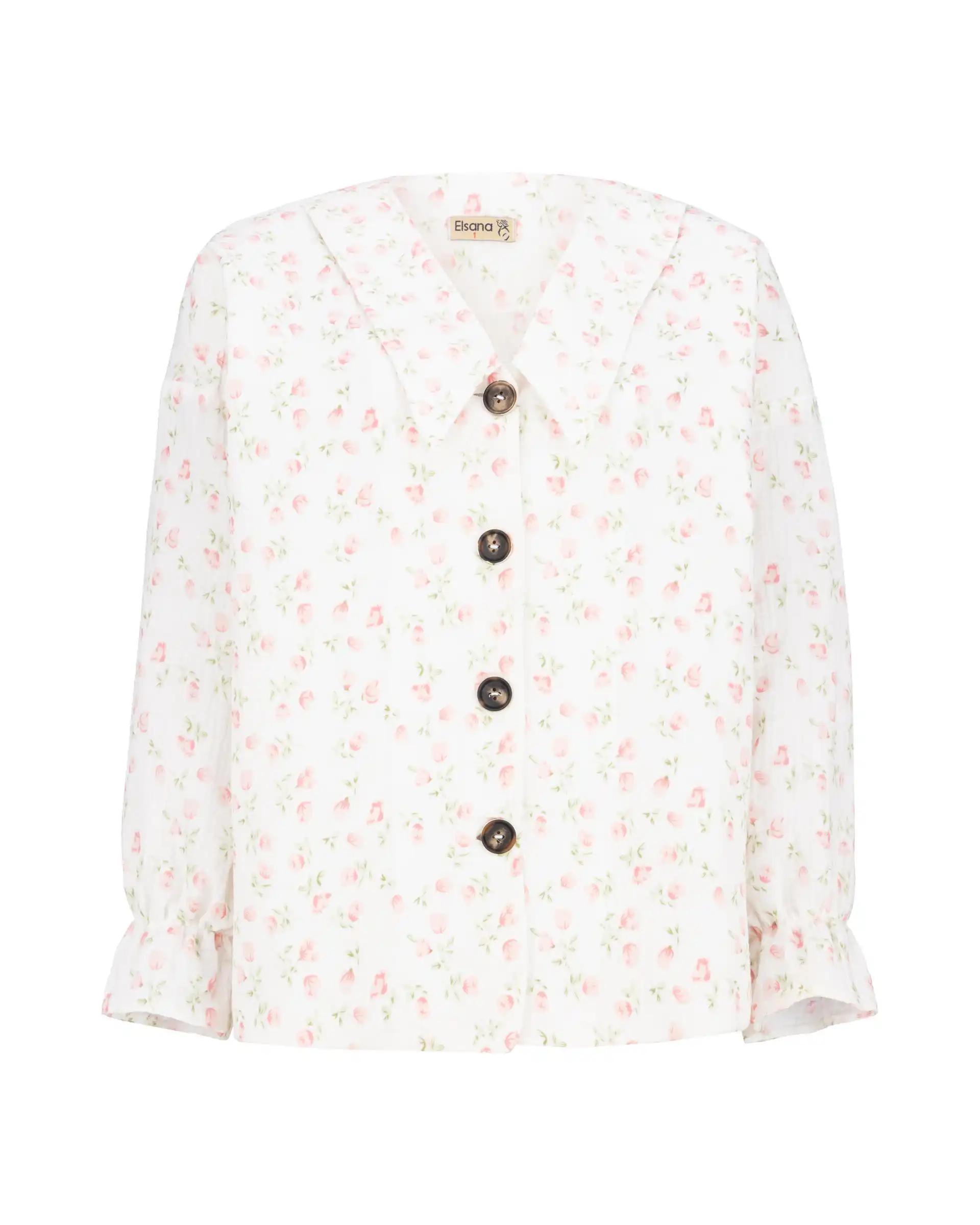 شومیز زنانه گل سفید مدل نیکین السانا Elsana کد 2448