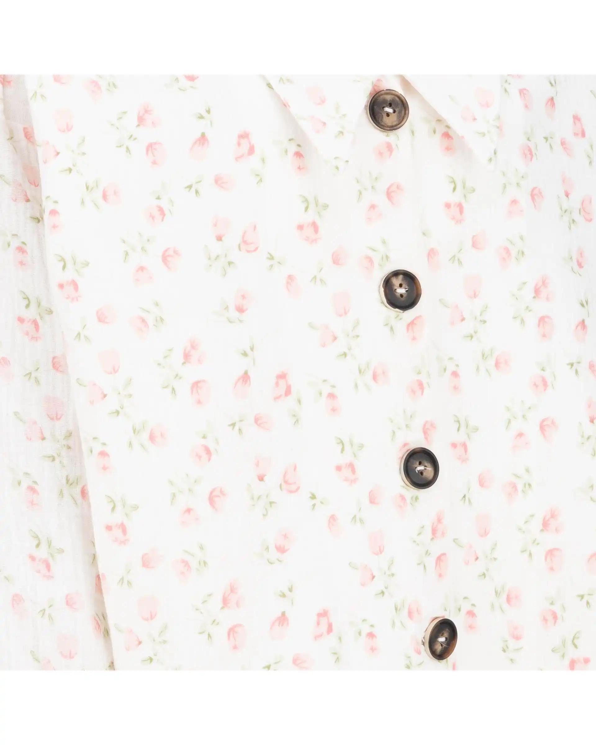 شومیز زنانه گل سفید مدل نیکین السانا Elsana کد 2448