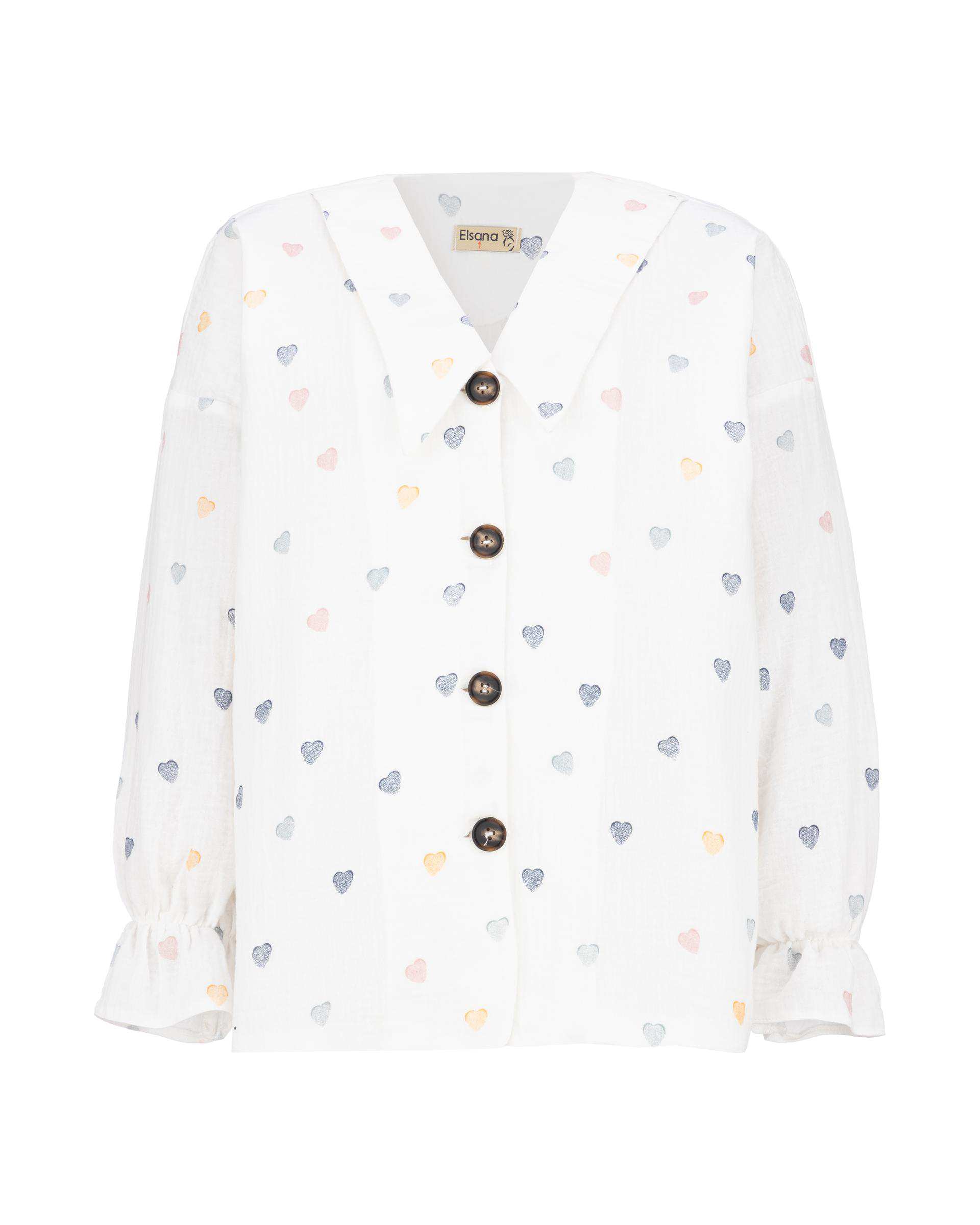 شومیز زنانه قلب ریز سفید مدل نیکین السانا Elsana کد 2448