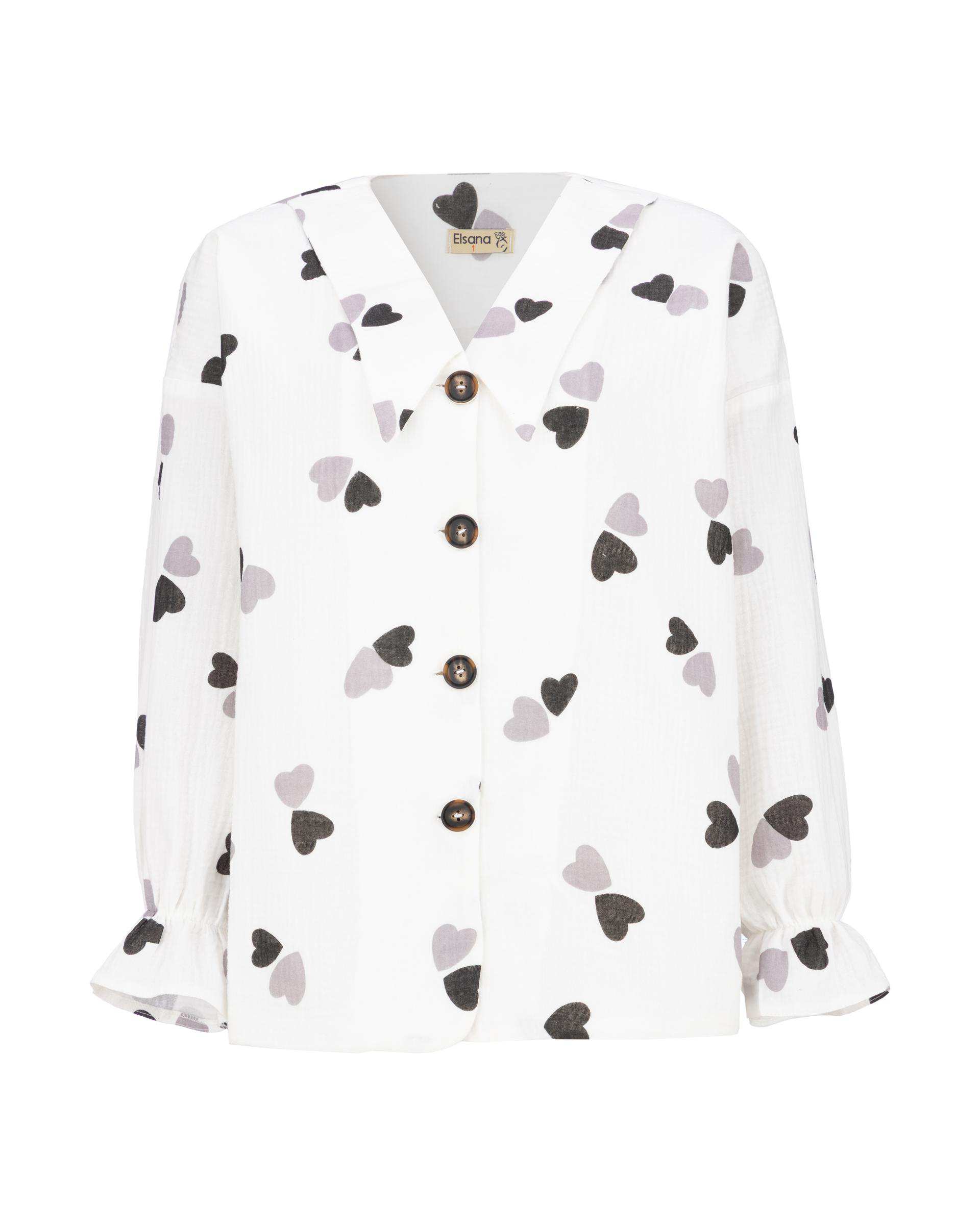 شومیز زنانه قلب درشت سفید مدل نیکین السانا Elsana کد 2448