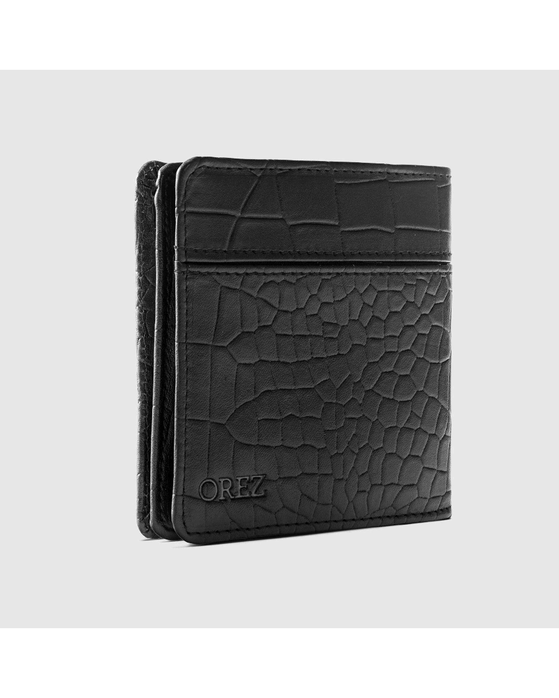 کیف پول چرم طبیعی مردانه پریما مشکی اورز Orez مدل COOPERکد BFB115