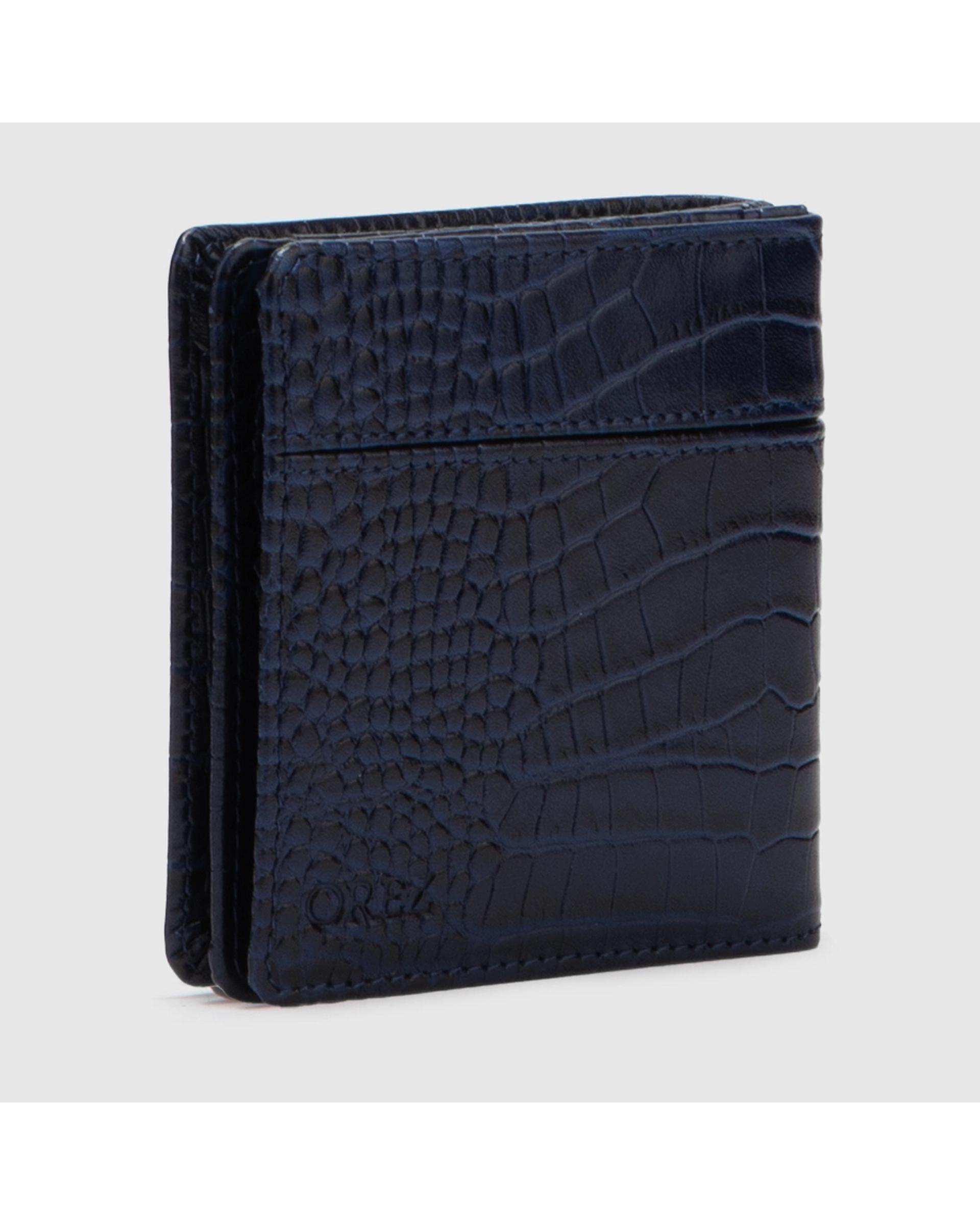 کیف پول چرم طبیعی مردانه پریما آبی اورز Orez مدل COOPERکد BFB115