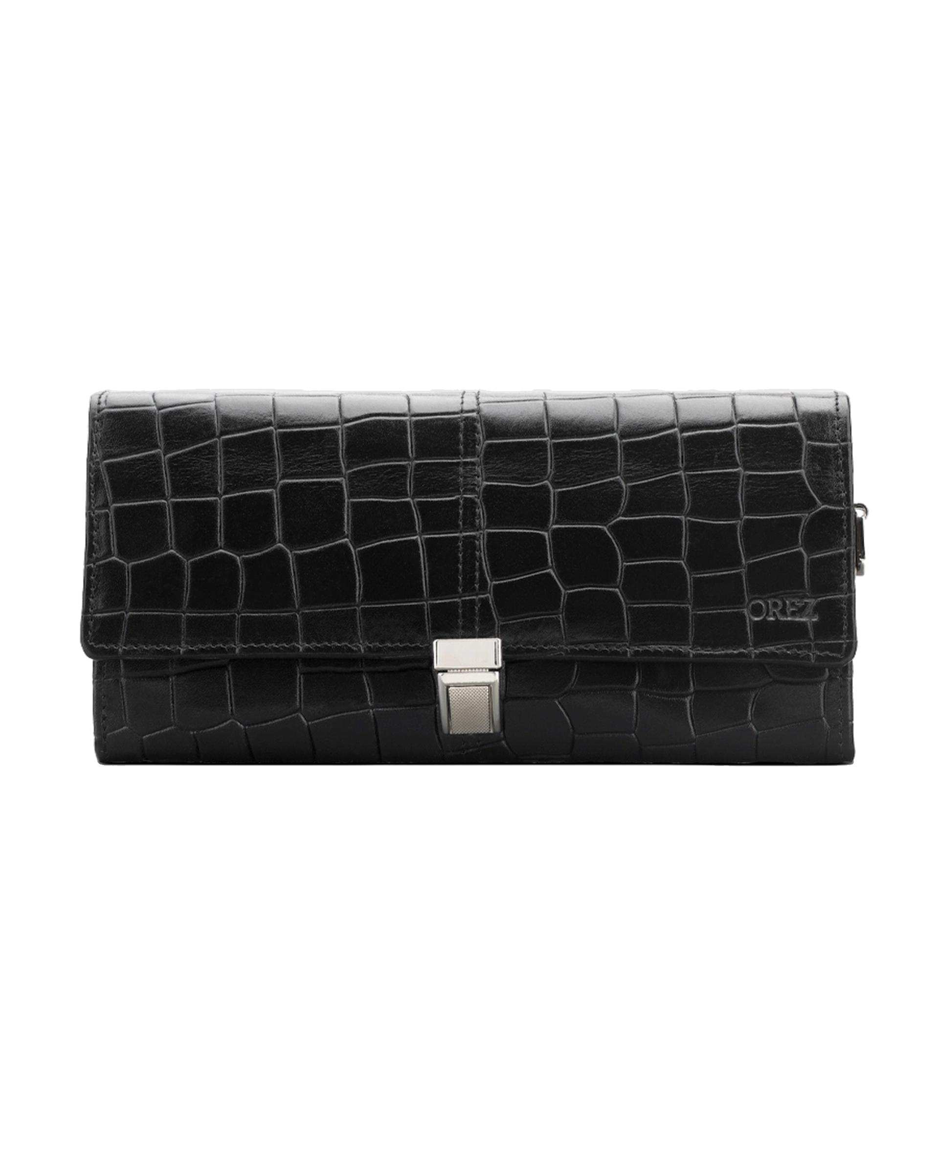 کیف دستی چرم طبیعی مردانه پریما مشکی اورز Orez مدل DALLASکد MHB109