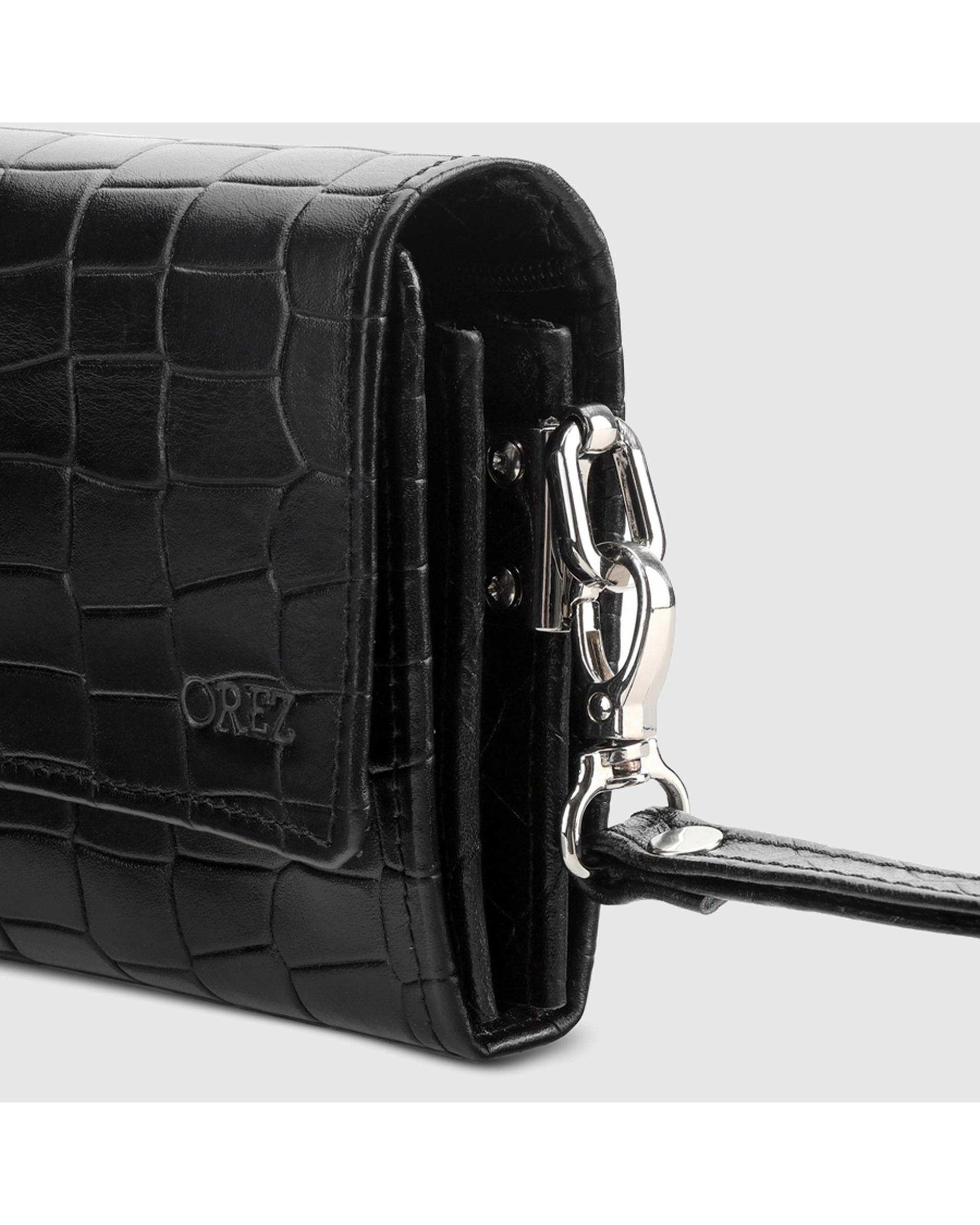 کیف دستی چرم طبیعی مردانه پریما مشکی اورز Orez مدل DALLASکد MHB109