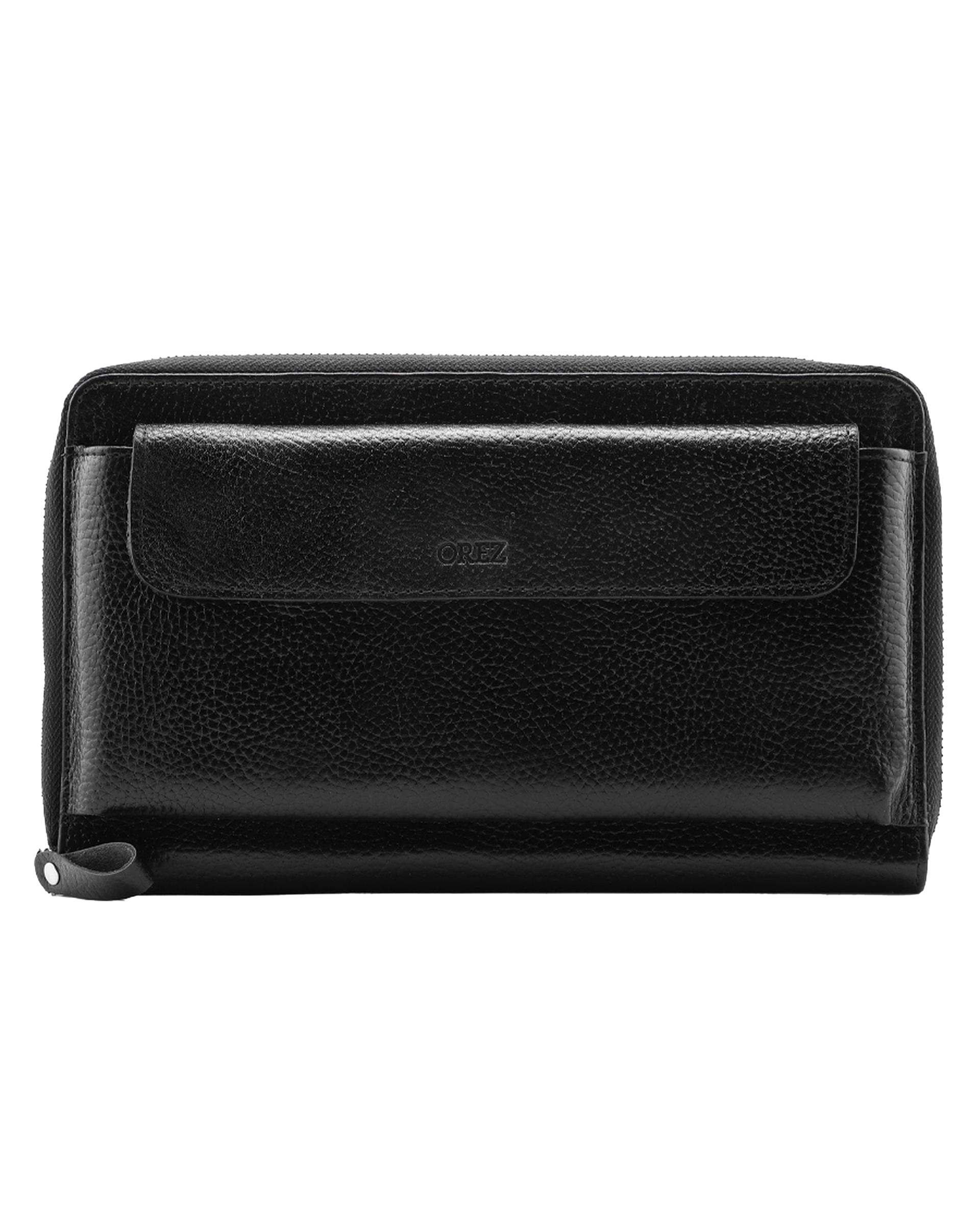 کیف دستی چرم طبیعی مردانه فلوتر مشکی اورز Orez مدل DAMIANکد BDH112