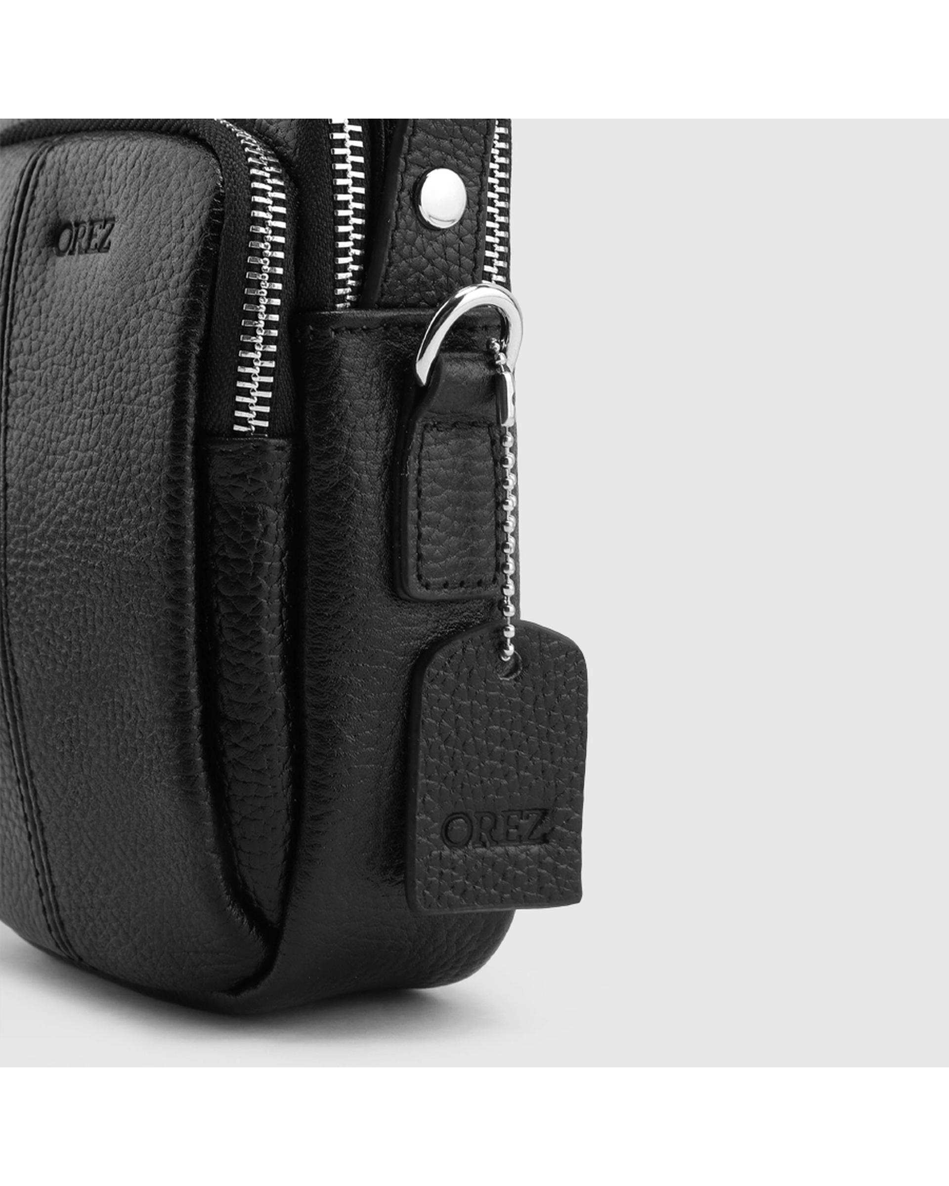 کراس بادی چرم  مردانه فلوتر مشکی اورز Orez مدل DAWSONکد CMB120