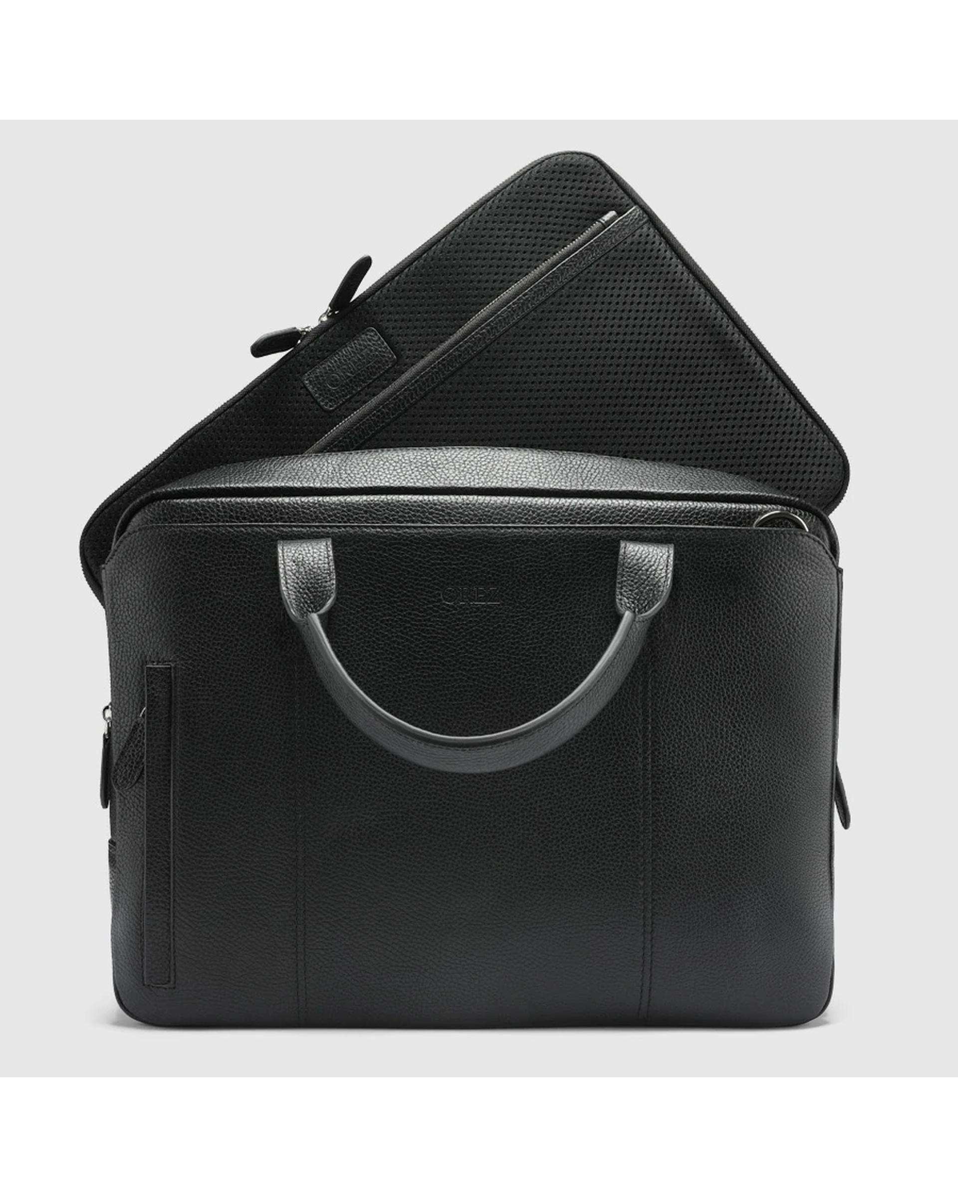 کیف اداری چرم طبیعی مردانه فلوتر مشکی اورز Orez مدل LARSONکد BMB126