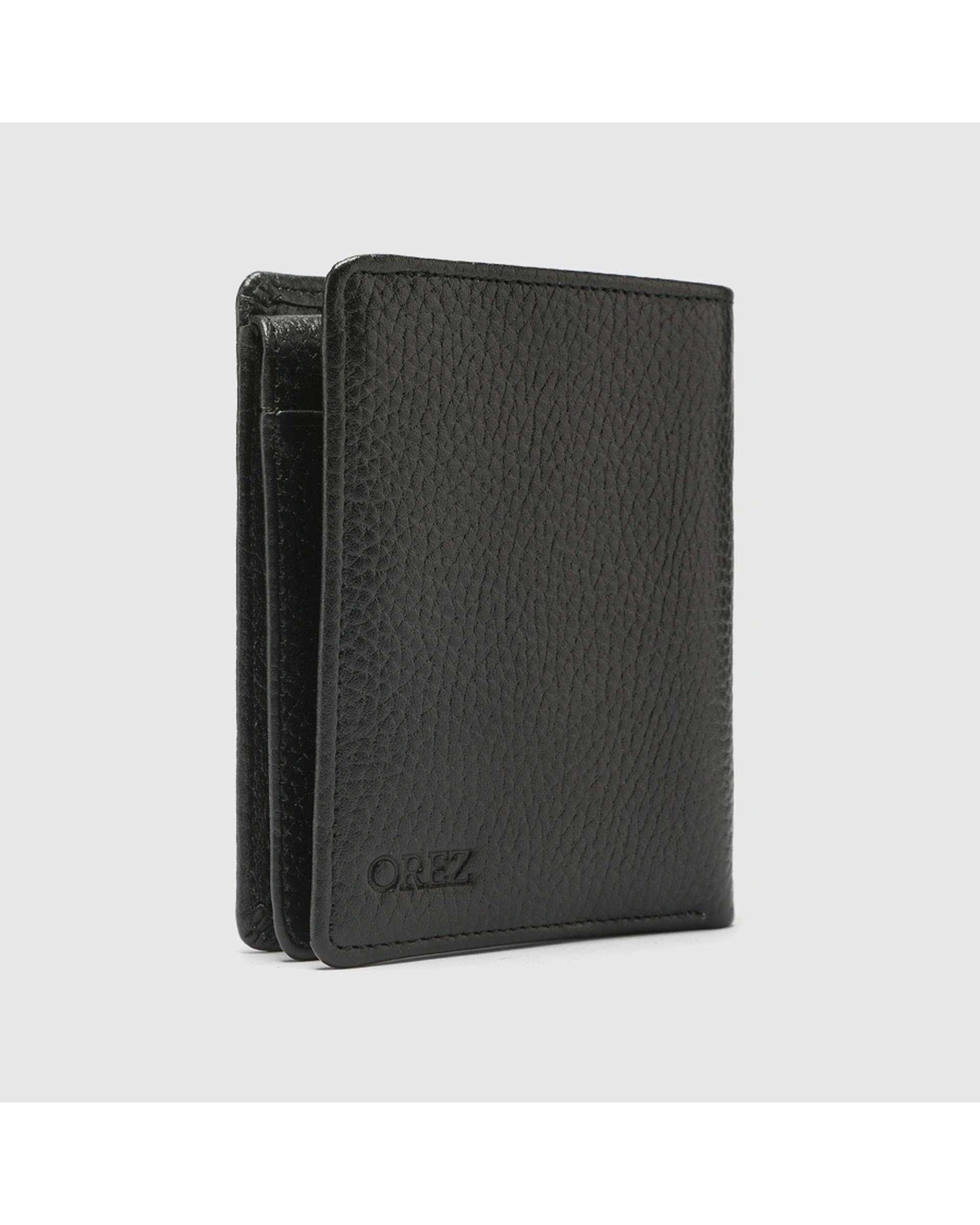 کیف پول چرم طبیعی مردانه فلوتر مشکی اورز Orez مدل LISBONکد BFB113